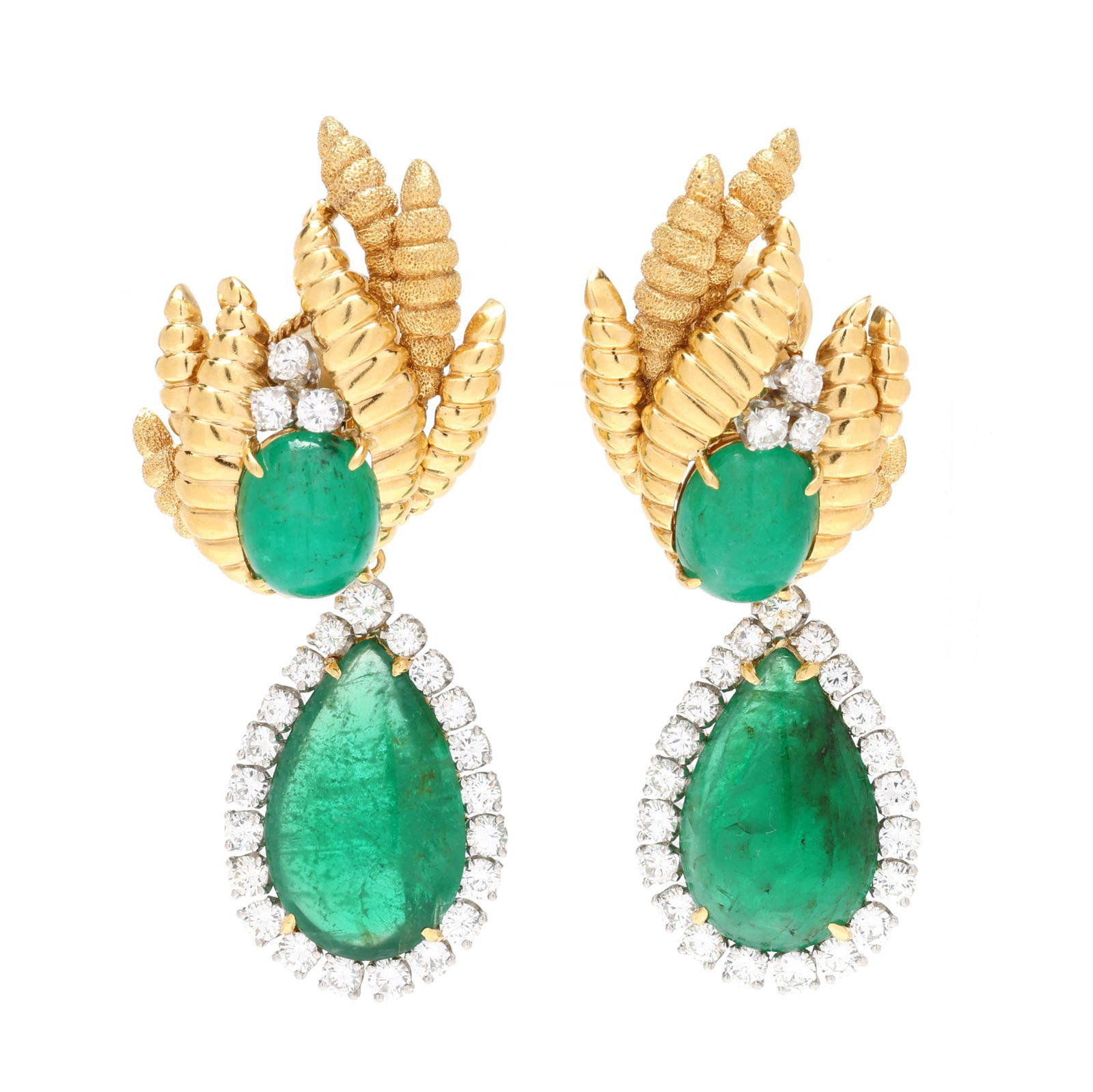 Vintage Platinum, Gold, Diamond, and Emerald Convertible Earrings, David Webb (1 of 6)