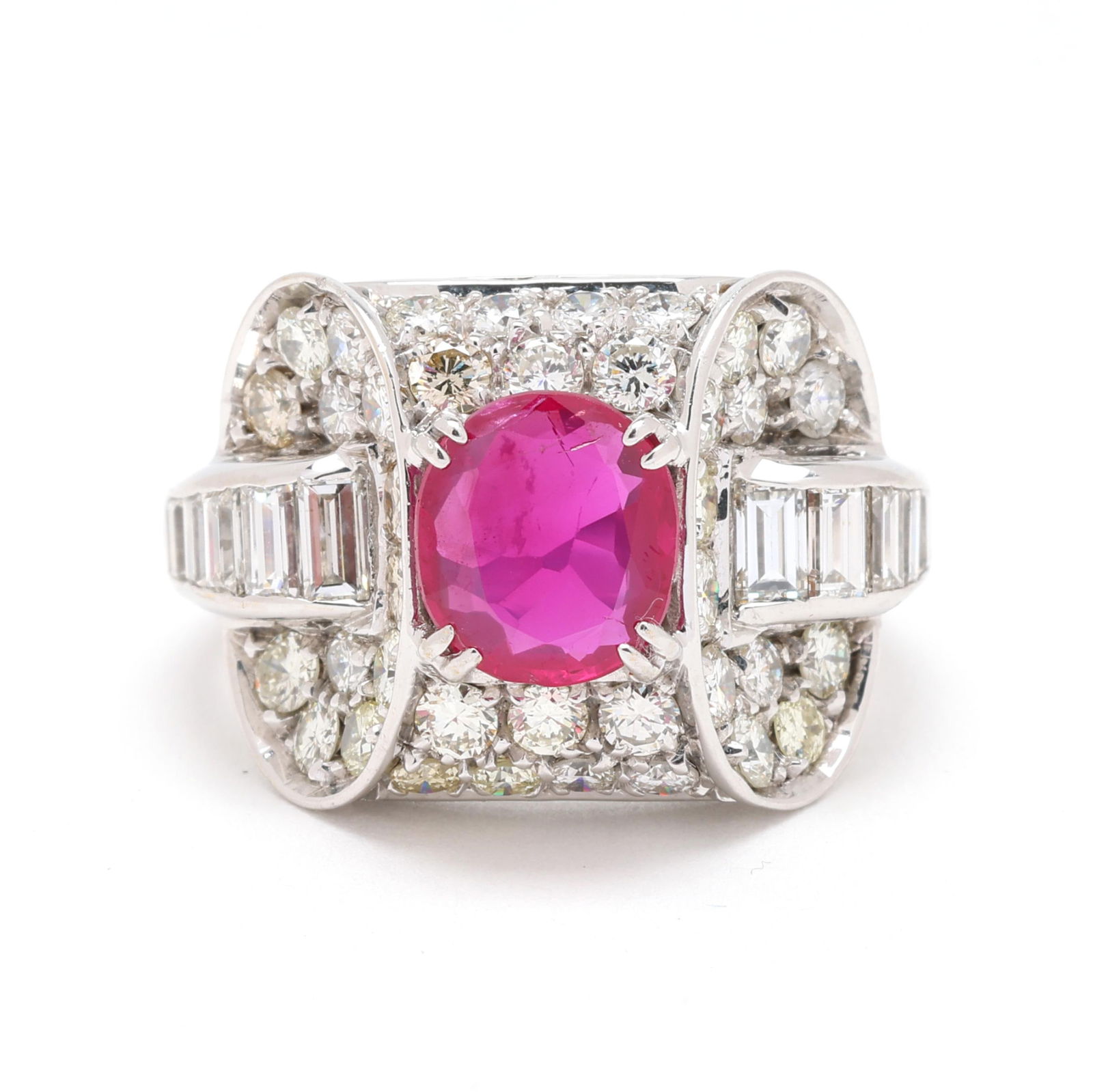 Vintage White Gold, Burmese Ruby, and Diamond Ring (1 of 7)