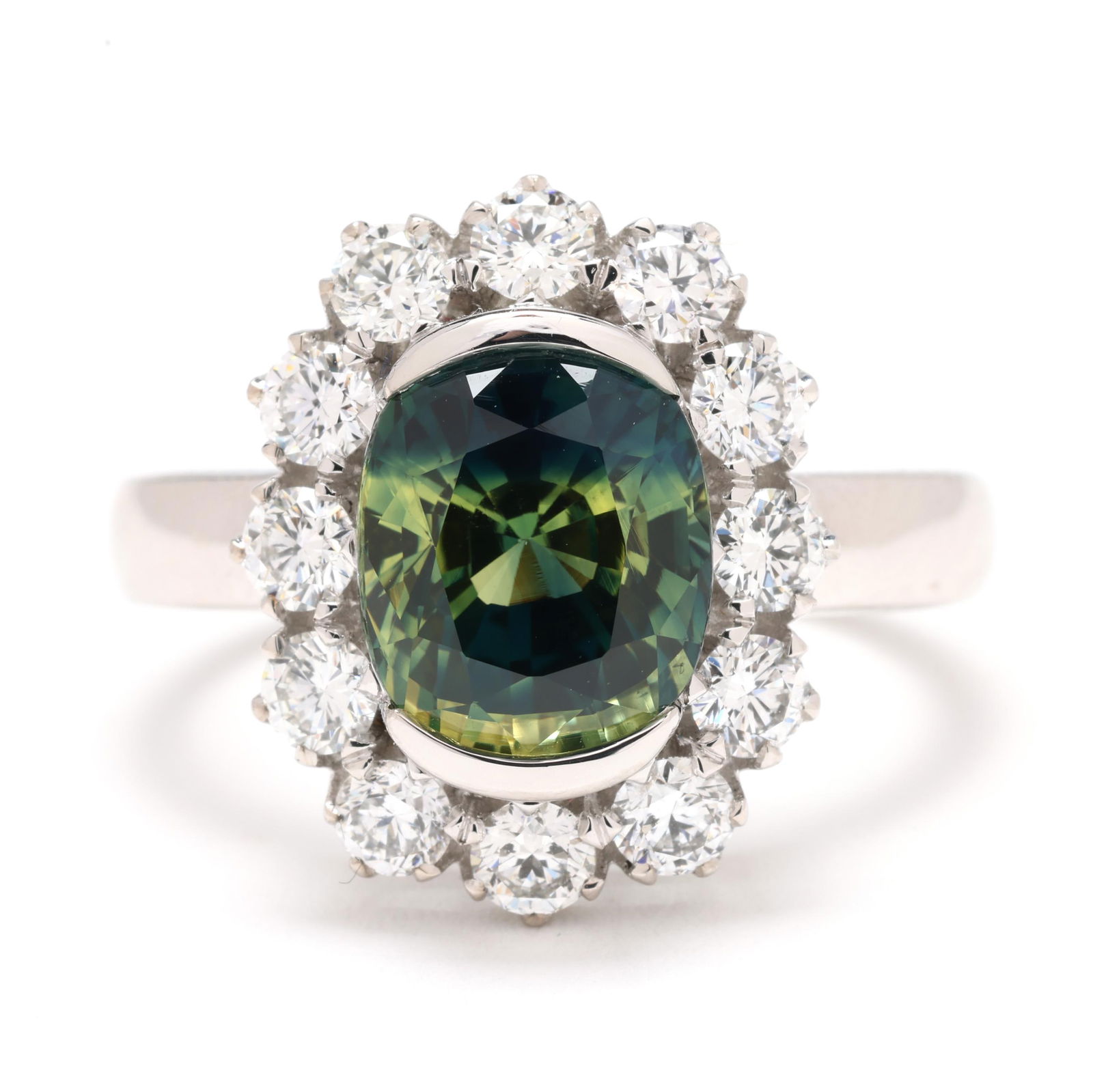 Platinum, Parti-Color Sapphire, and Diamond Ring: Platinum, Parti-Color Sapphire, and Diamond Ring