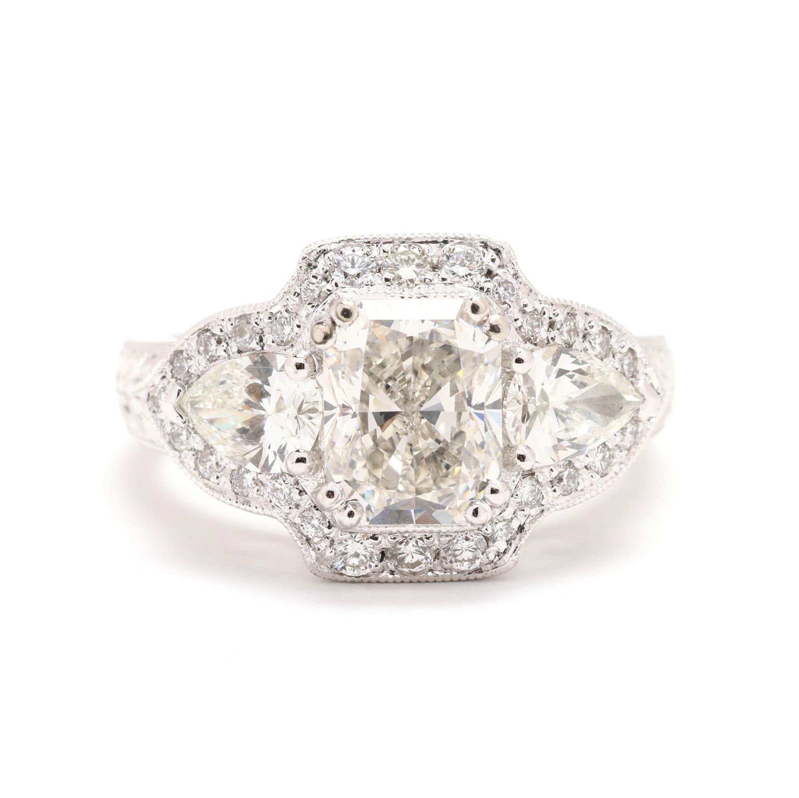 White Gold and 2.03 Carat Rectangular Cut Diamond Ring (1 of 8)