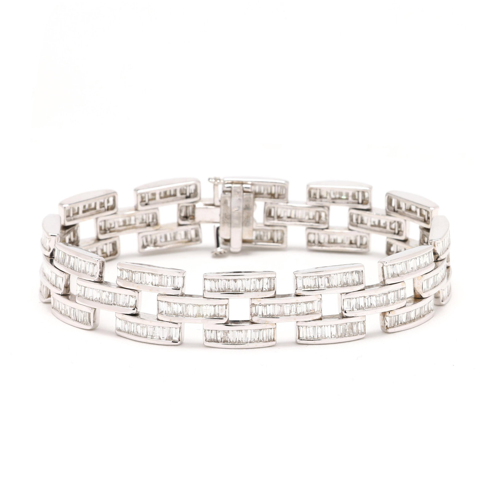 White Gold and Diamond Square Link Bracelet (1 of 6)