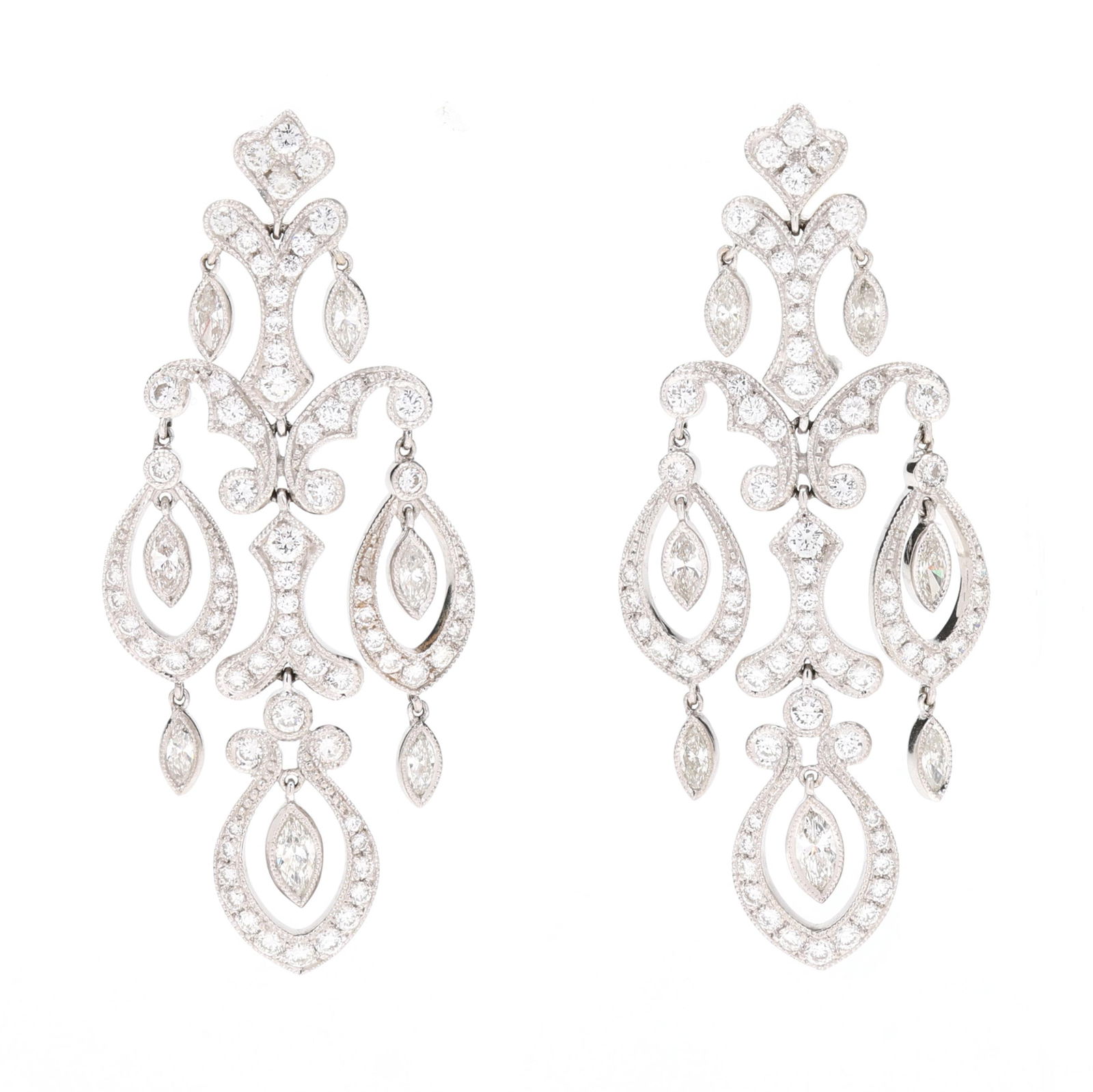 White Gold and Diamond Girandole Earrings (1 of 3)