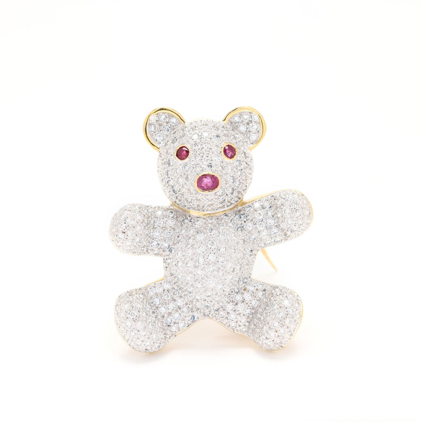 Bi-Color Gold and Gem-Set Teddy Bear Motif Pendant / Brooch (1 of 5)