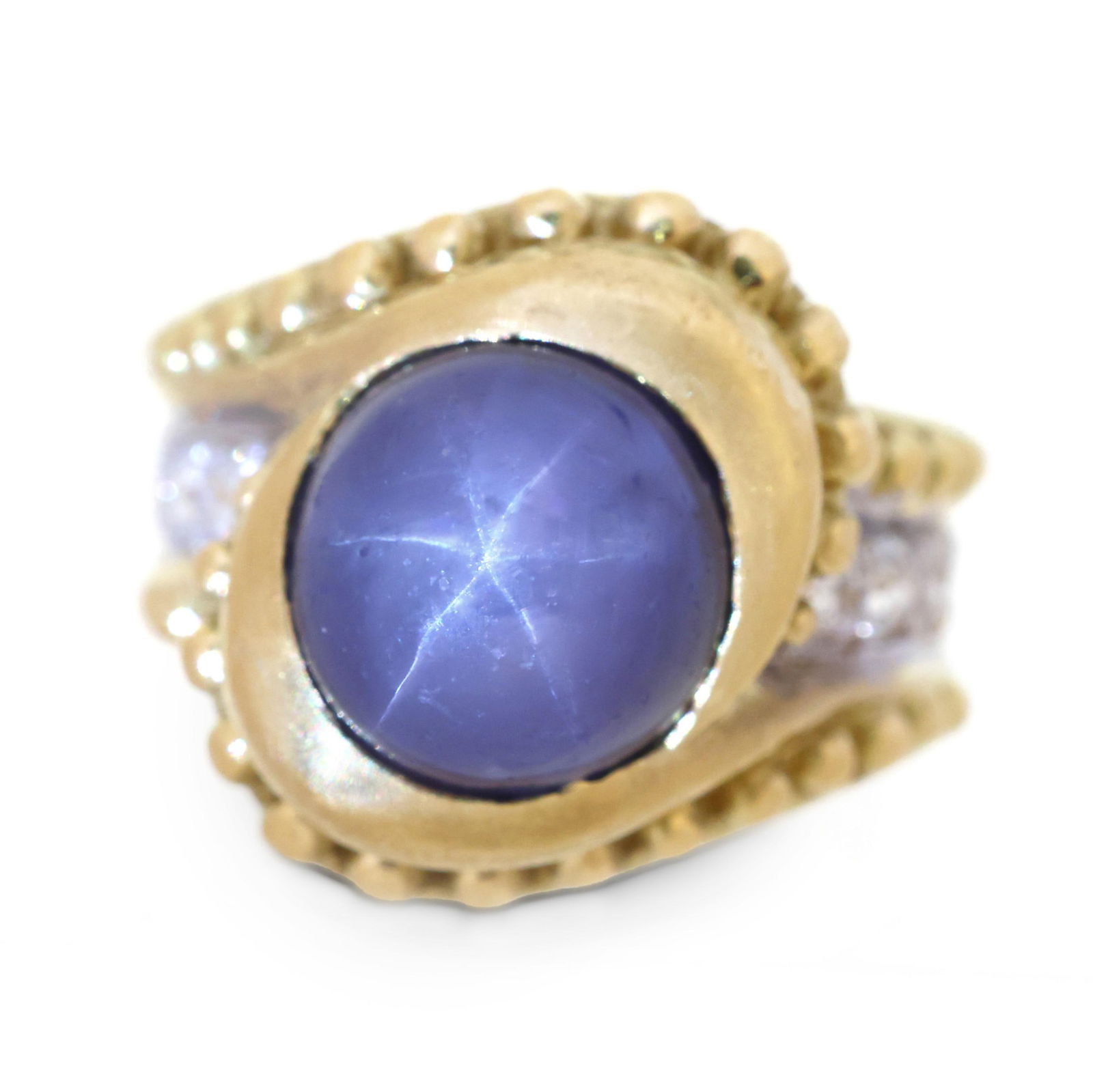 Gold, Star Sapphire, and Diamond Ring (1 of 5)