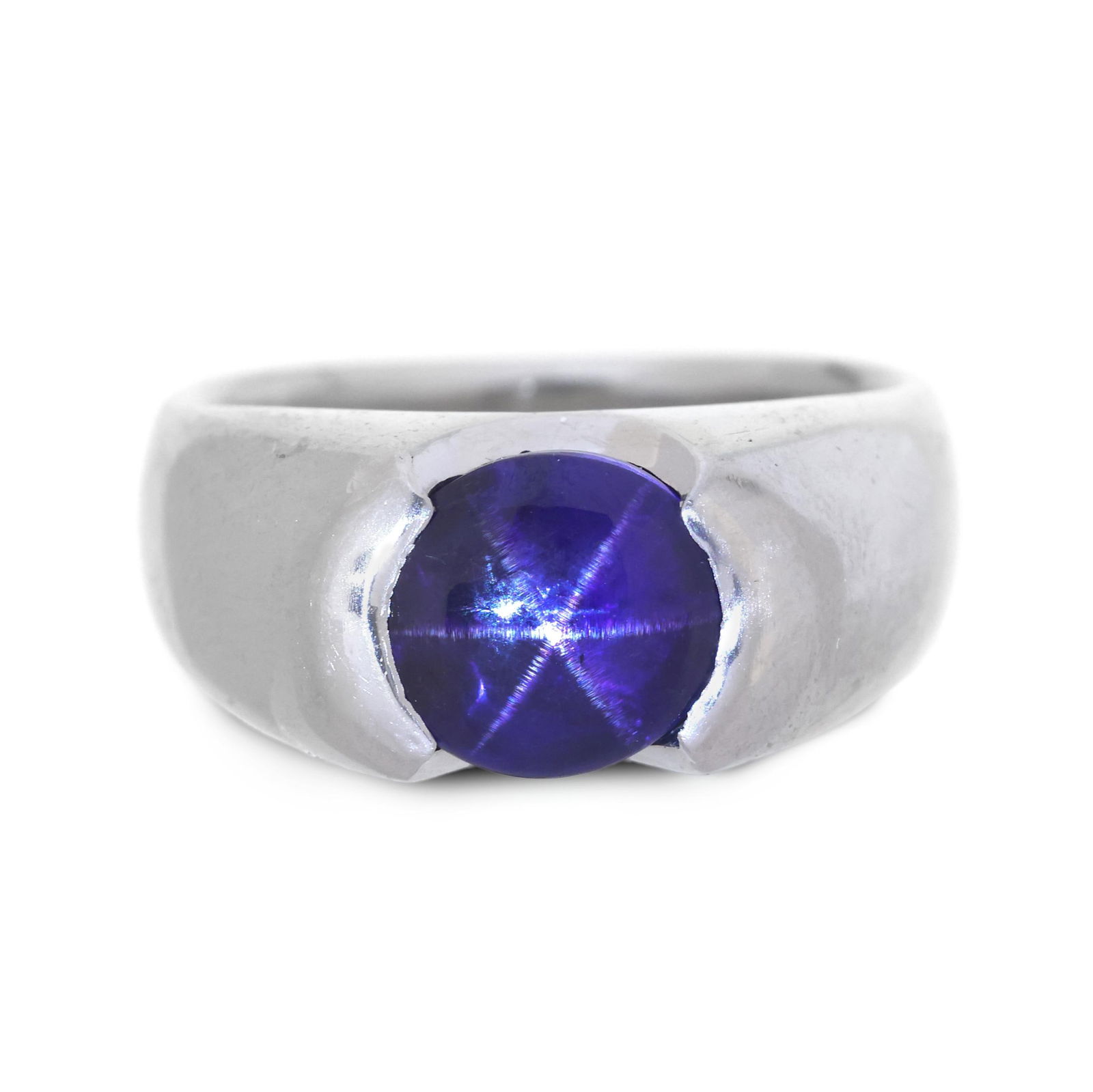 Platinum and Purple Star Sapphire Ring (1 of 5)