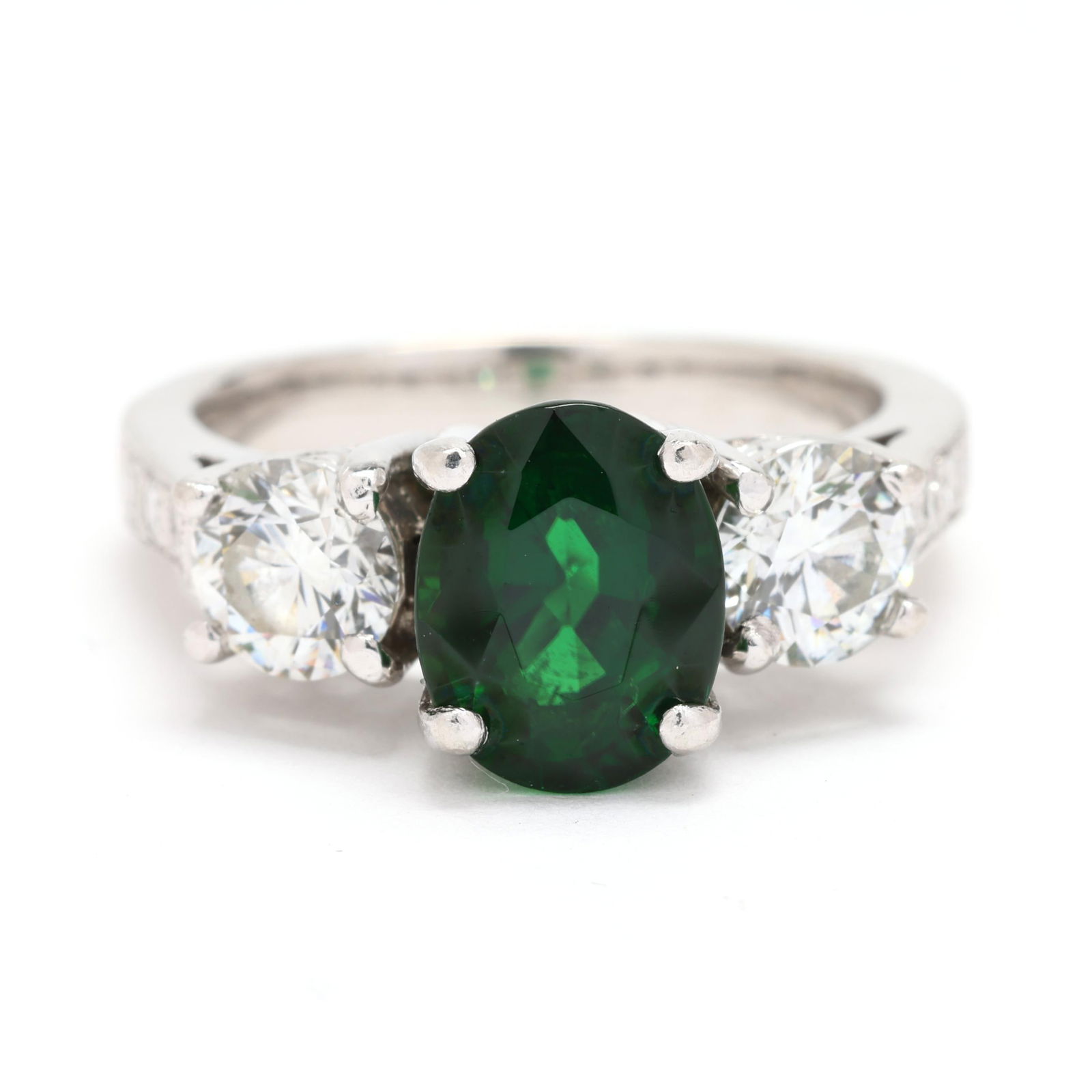 Platinum, Green Tourmaline, and Diamond Ring (1 of 6)