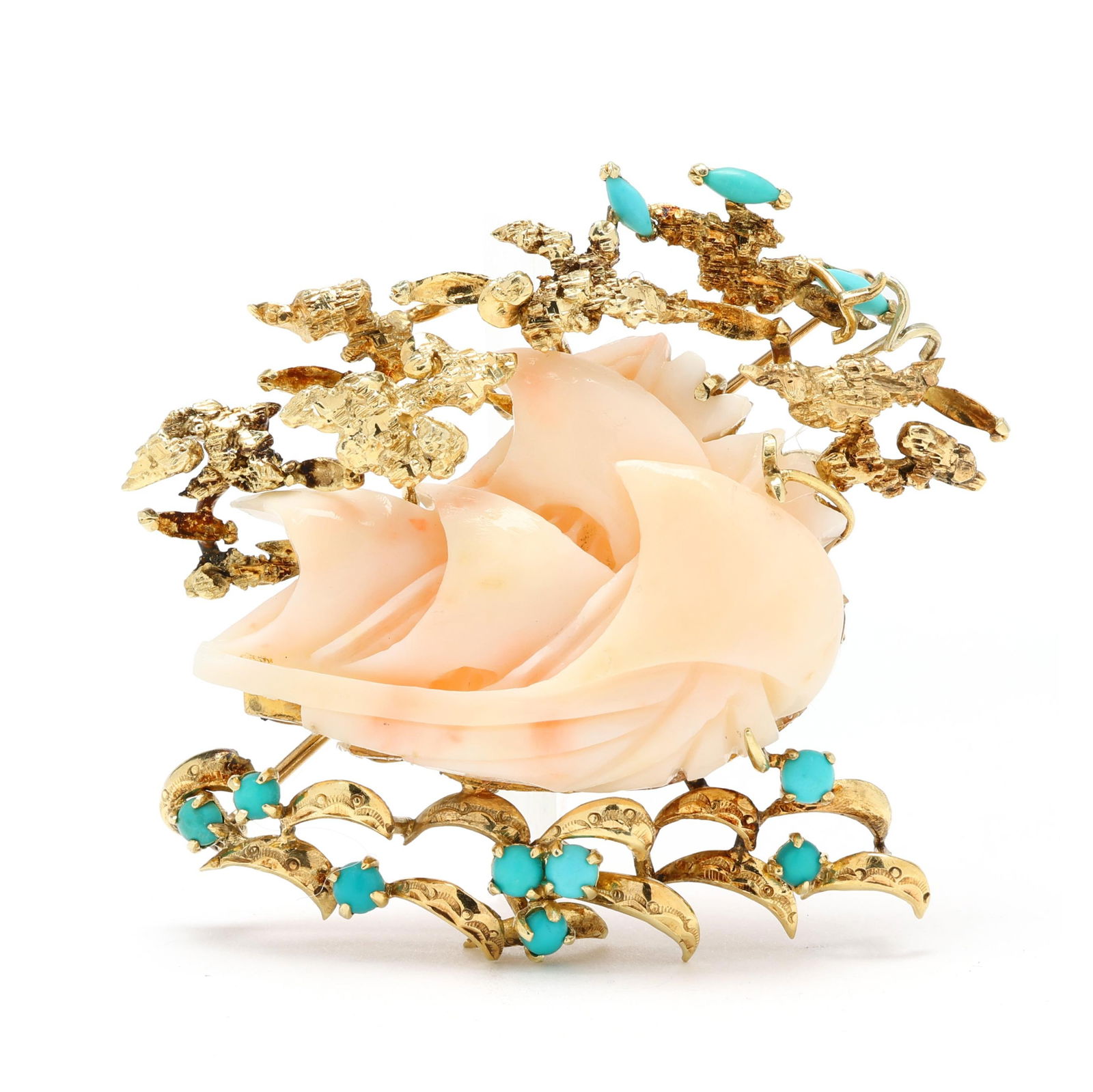 Vintage Gold and Gem-Set Sailing Ship Motif Brooch (1 of 3)