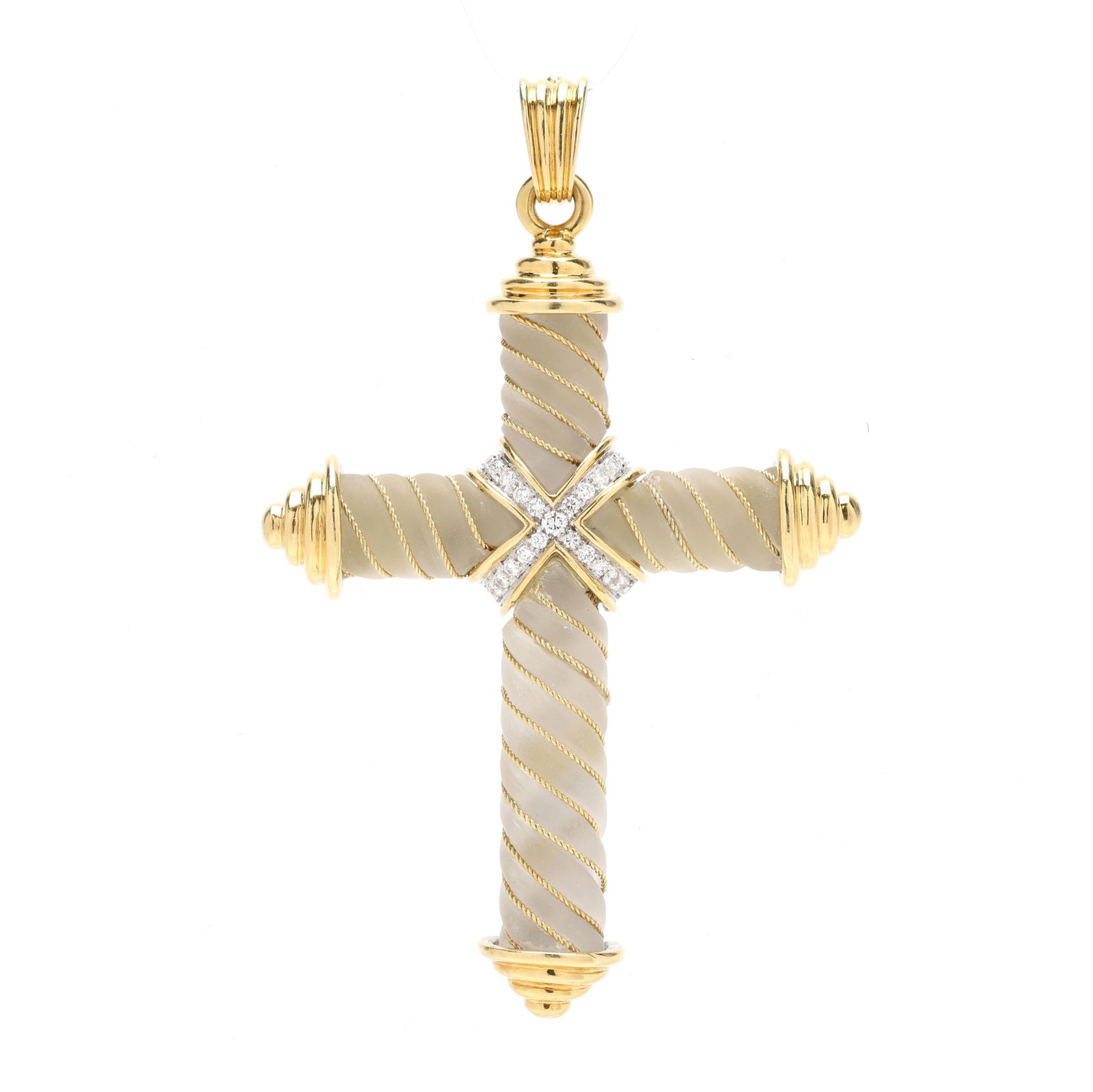 Gold, Rock Crystal Quartz, and Diamond Cross (1 of 4)