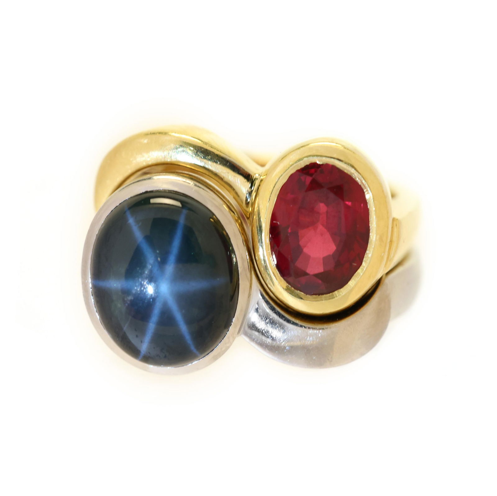 Gold and Ruby Ring and Platinum and Star Sapphire Ring Set, Tony Nemyer for Jewelsmith (1 of 12)