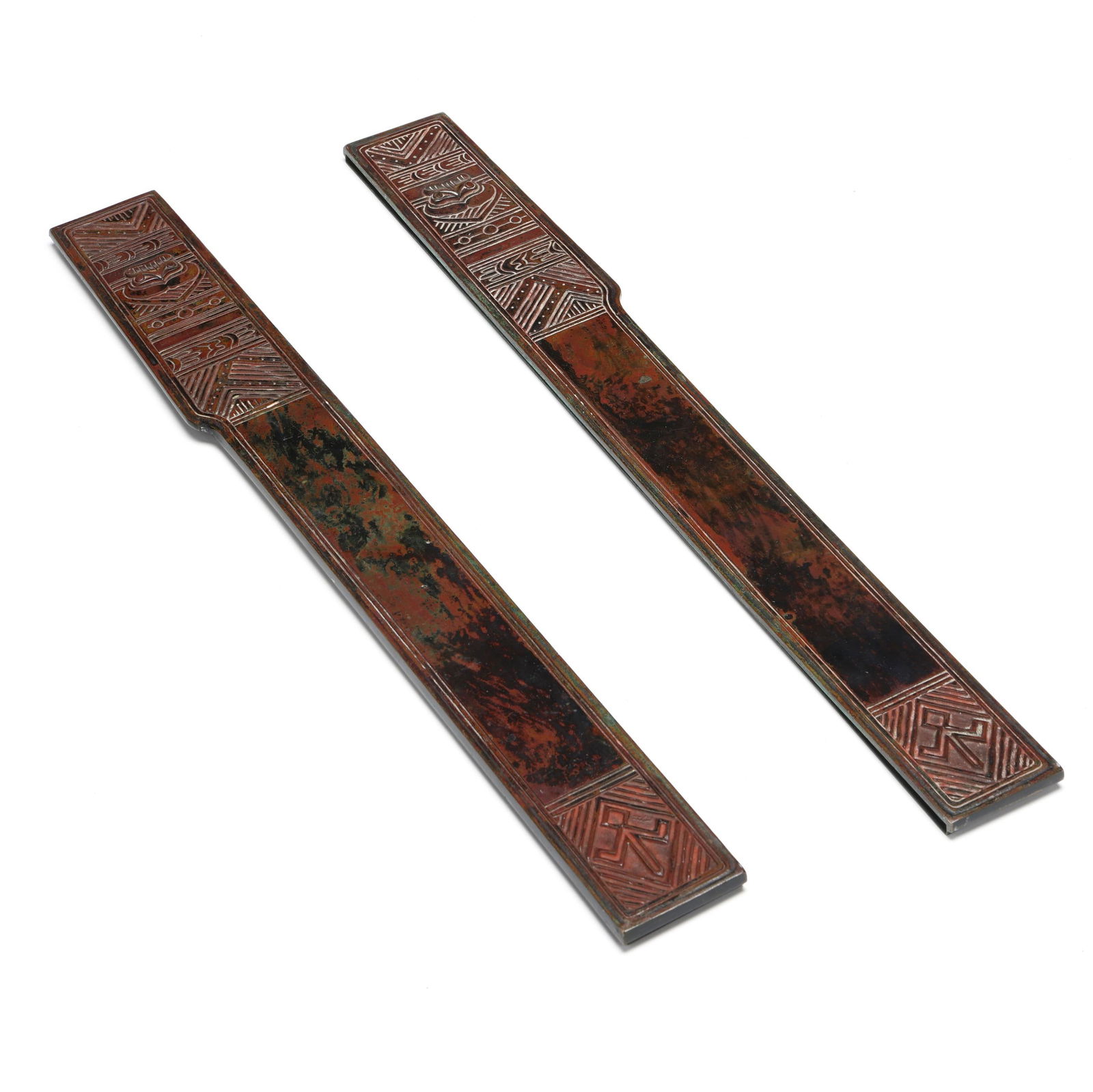 Tiffany Studios, Pair of American Indian Bronze Blotter Ends (1 of 6)