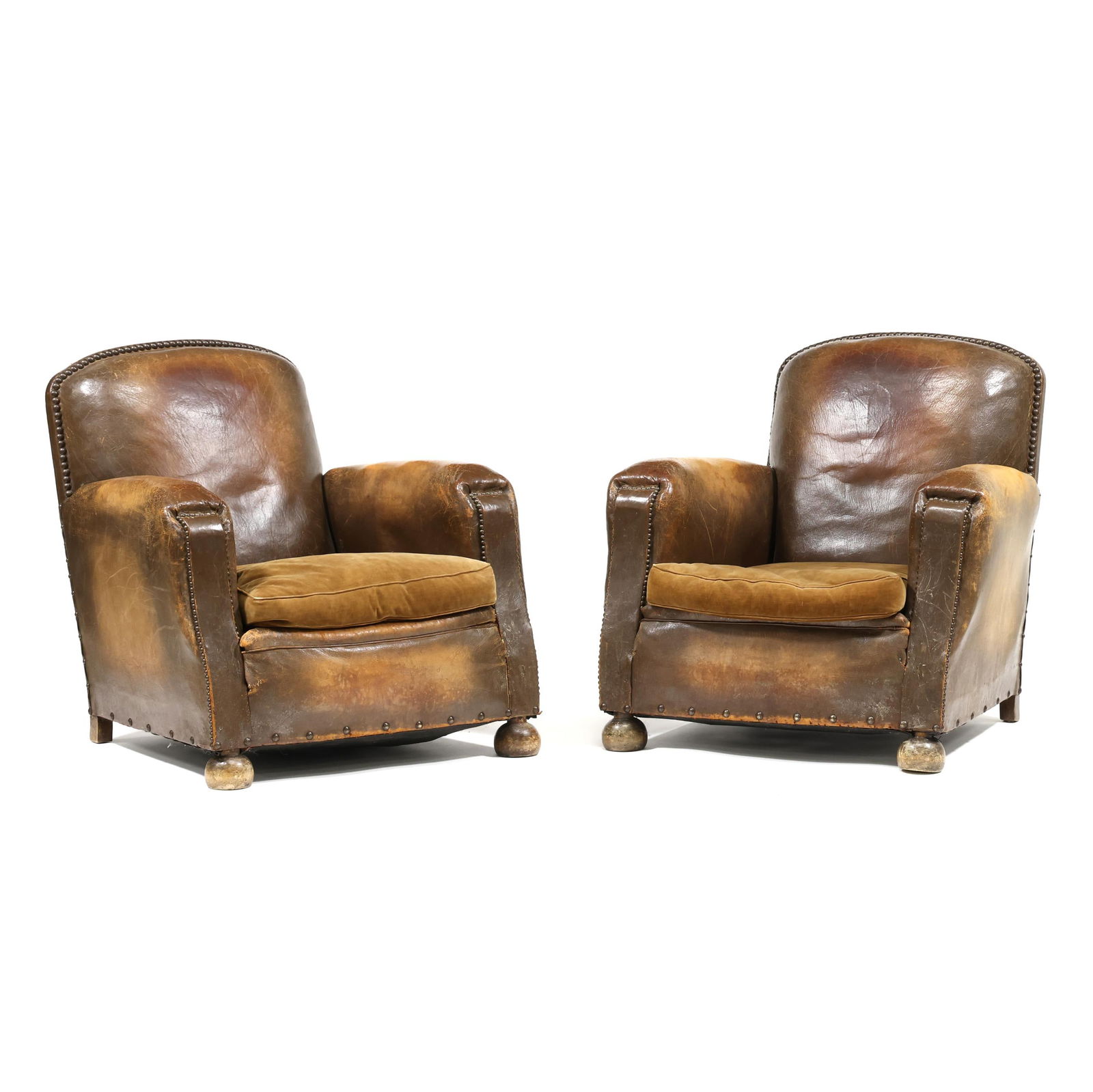 Pair of English Art Deco Leather Club Chairs (1 of 16)