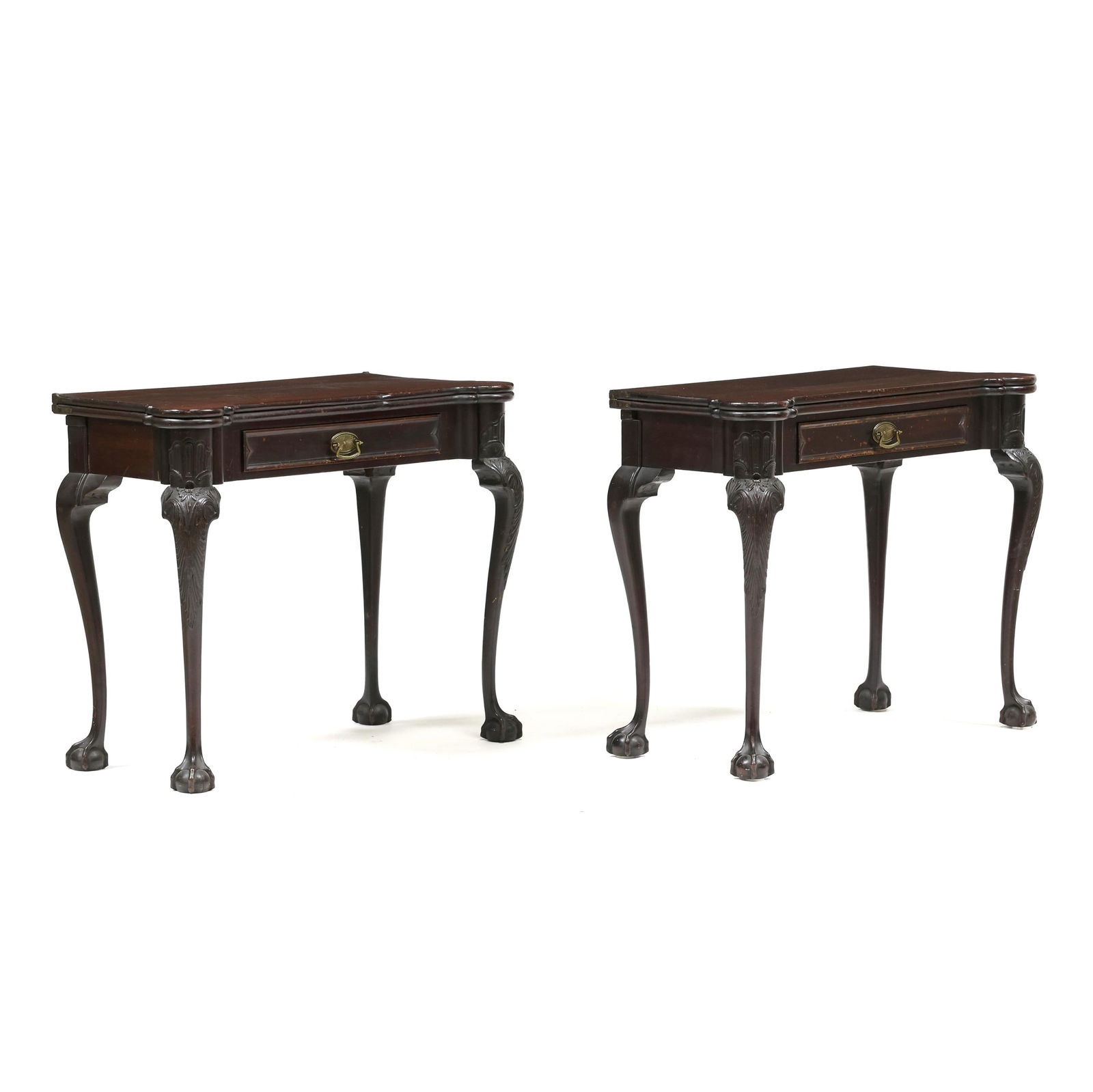 A Rare Pair of Philadelphia Chippendale Carved Mahogany Card Tables (1 of 20)
