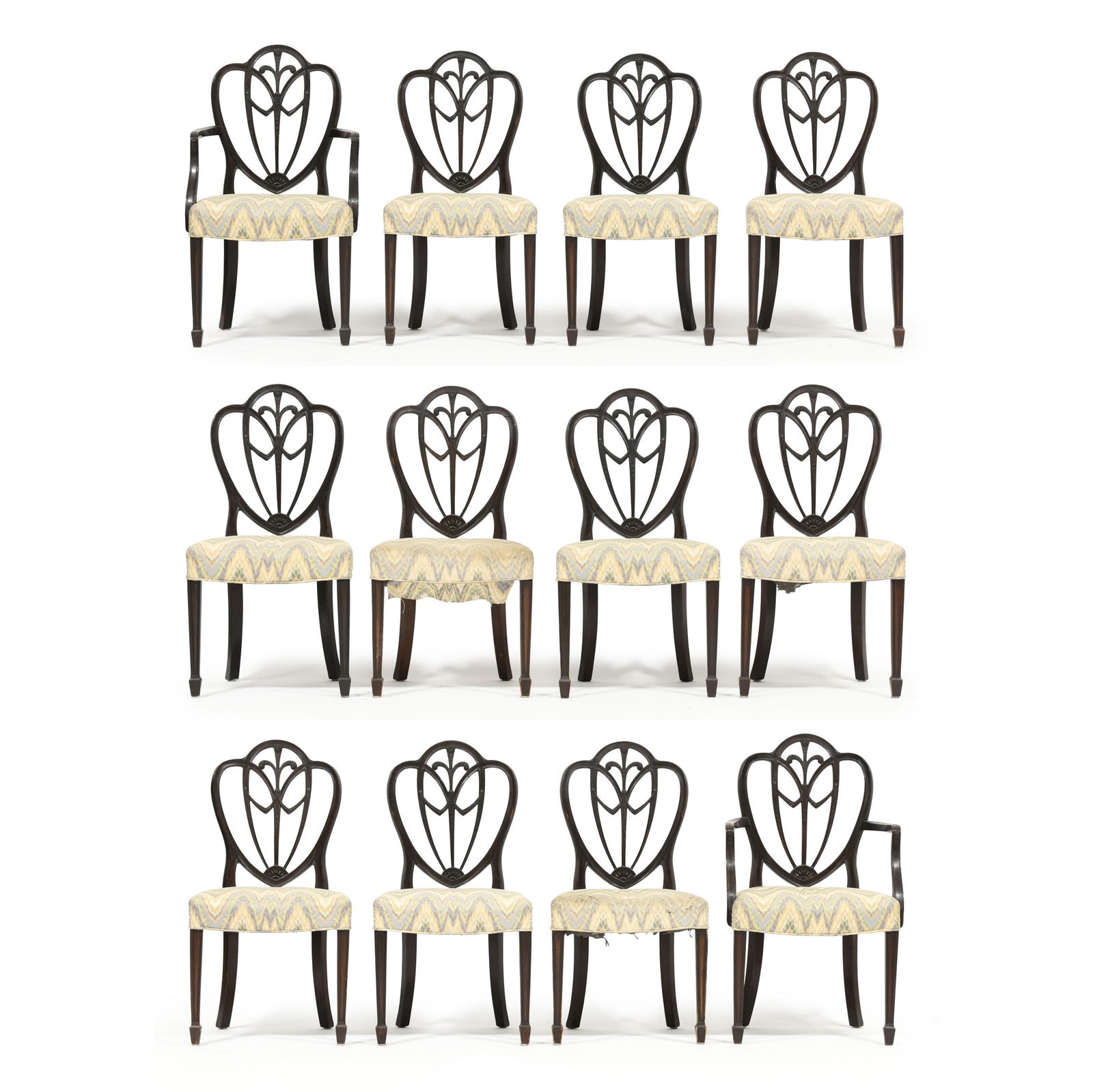 Set of Twelve English Antique Hepplewhite Style Mahogany Dining Chairs (1 of 20)