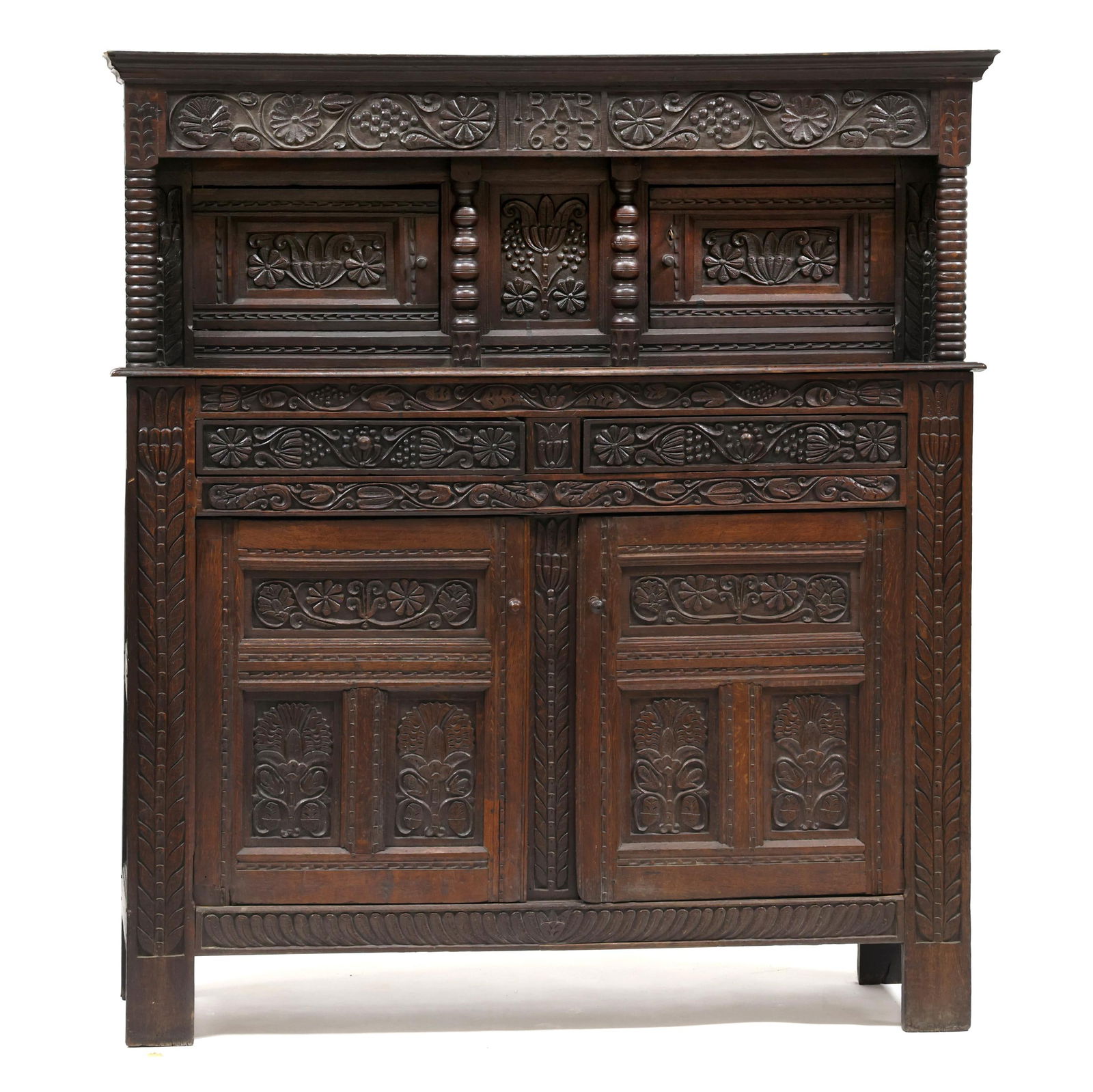 Jacobean Carved Walnut Court Cupboard (1 of 18)