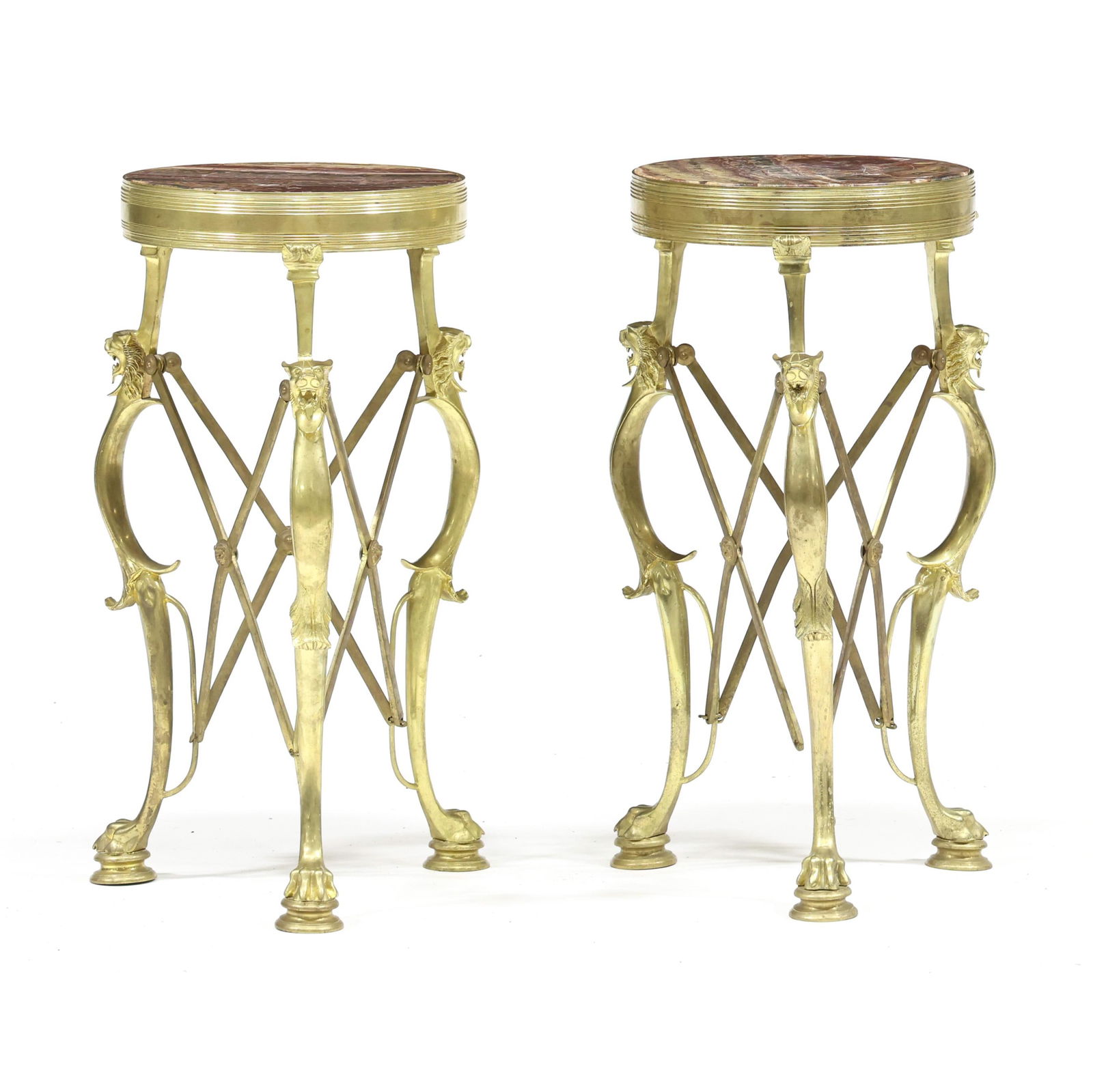 A Pair of Neo-Pompeian Gilt Bronze and Red Onyx Guéridons (1 of 11)