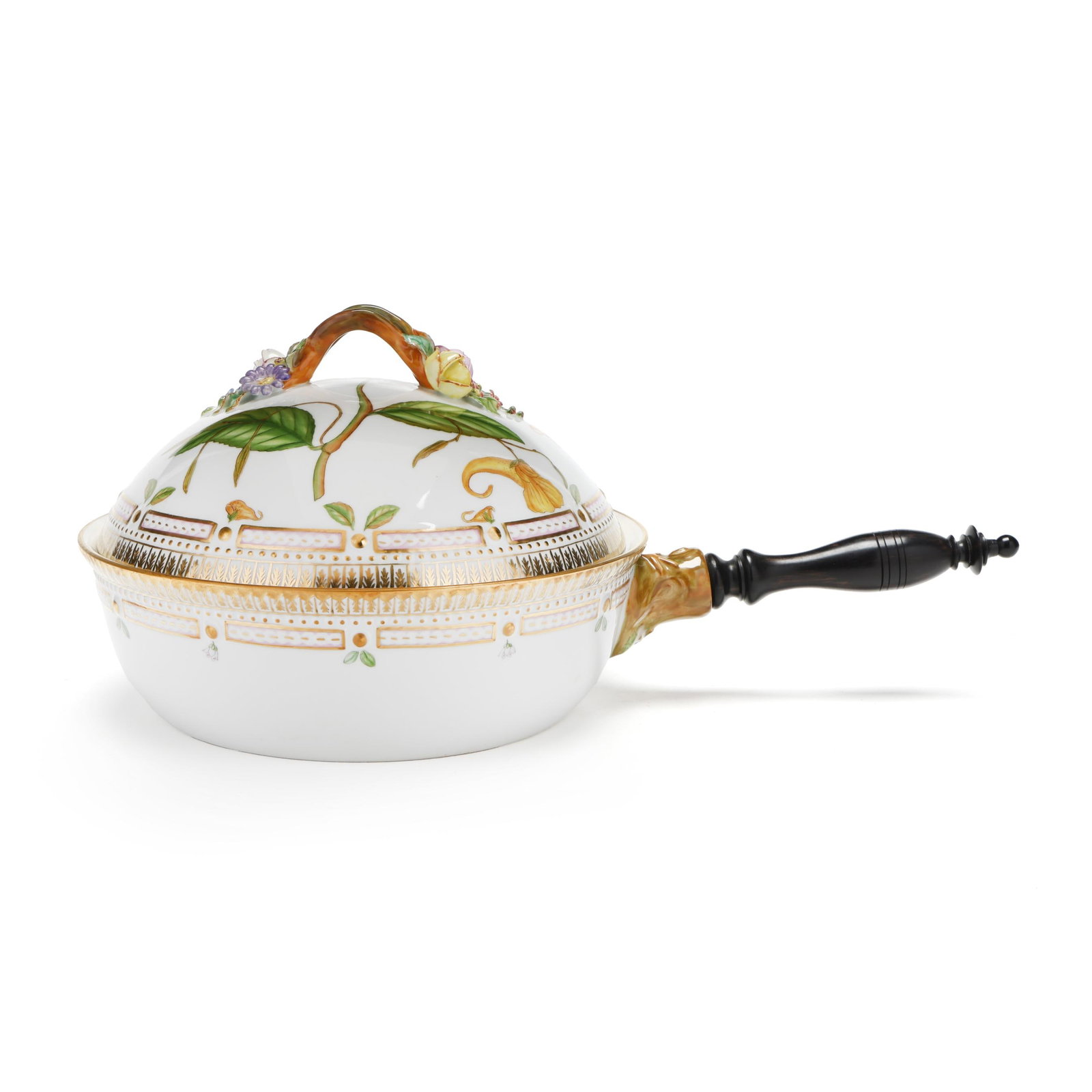 Royal Copenhagen, Flora Danica Porcelain Covered Vegetable Dish with Ebony Handle (1 of 11)