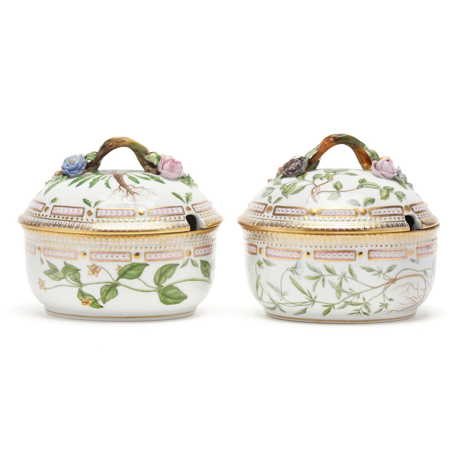 Royal Copenhagen, Two Flora Danica Porcelain Large Covered Sugar Bowls (1 of 7)