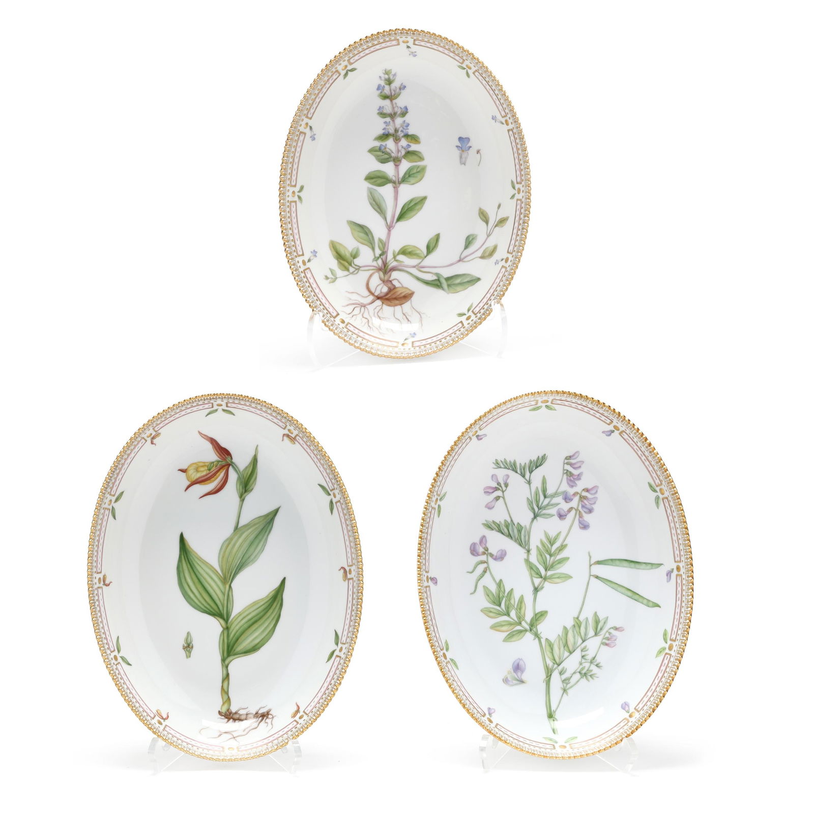 Royal Copenhagen, Three Flora Danica Porcelain Oval Serving Bowls (1 of 9)