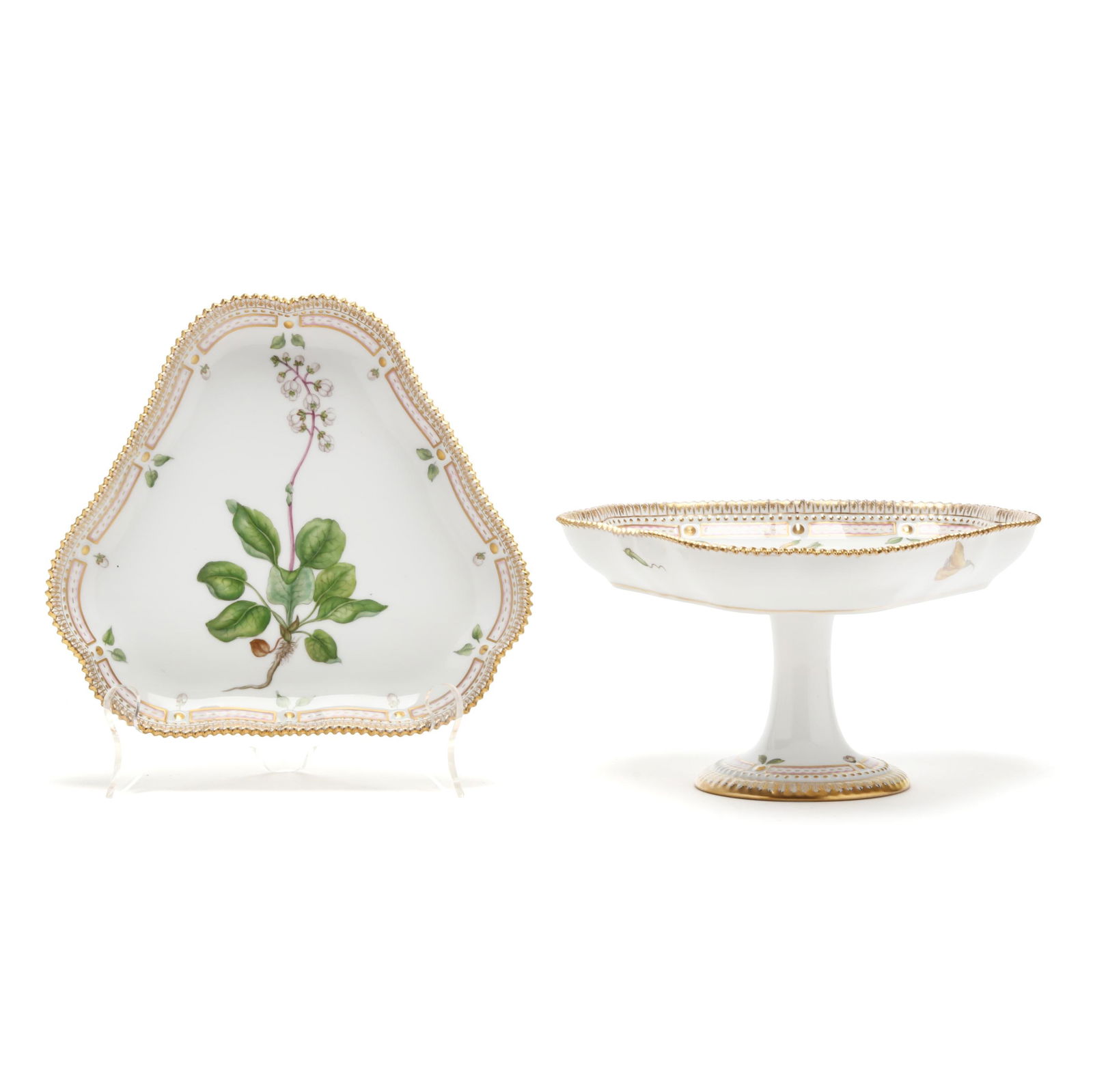 Royal Copenhagen, Two Flora Danica Porcelain Triangular Cake Plates (1 of 8)