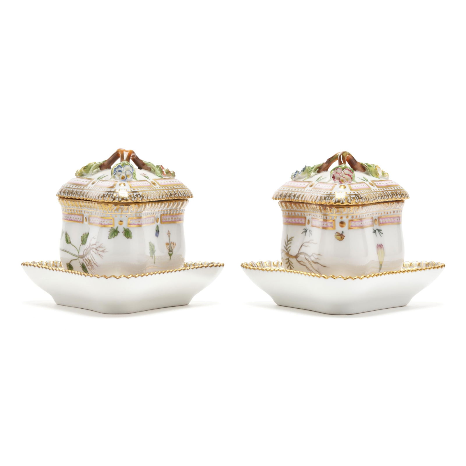 Royal Copenhagen, Two Flora Danica Porcelain Custard/Cream Pots (1 of 7)