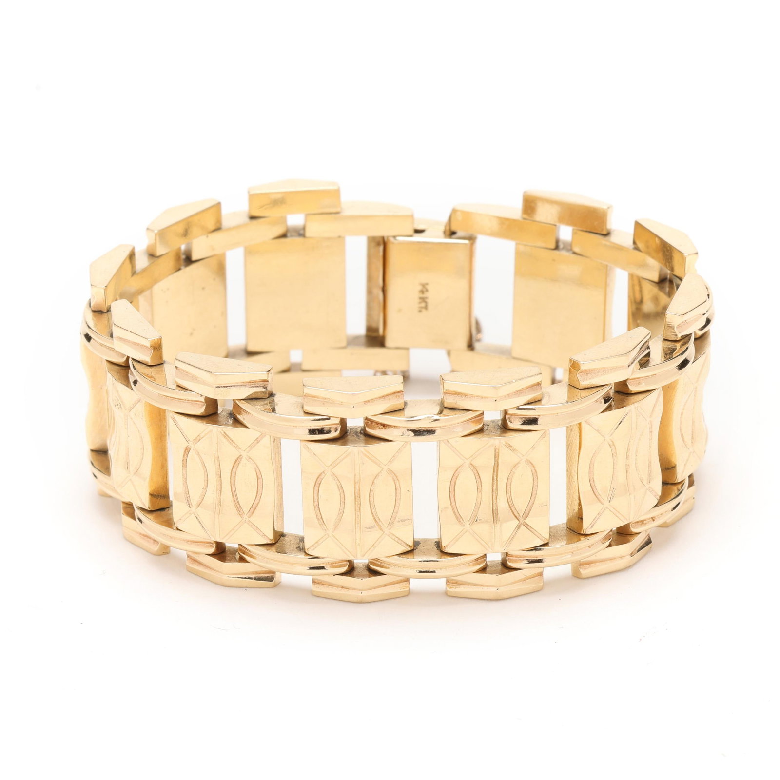 Wide Gold Fancy Link Bracelet (1 of 6)