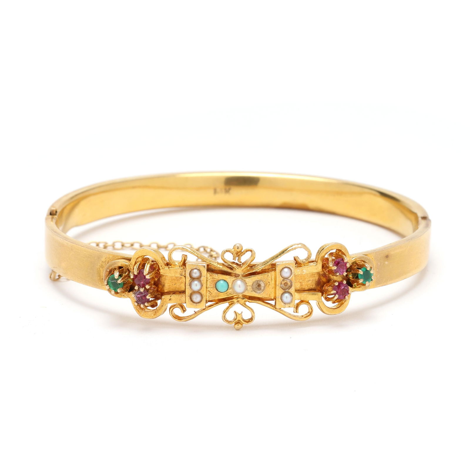 Antique Gold and Gem-Set Bangle Bracelet (1 of 6)