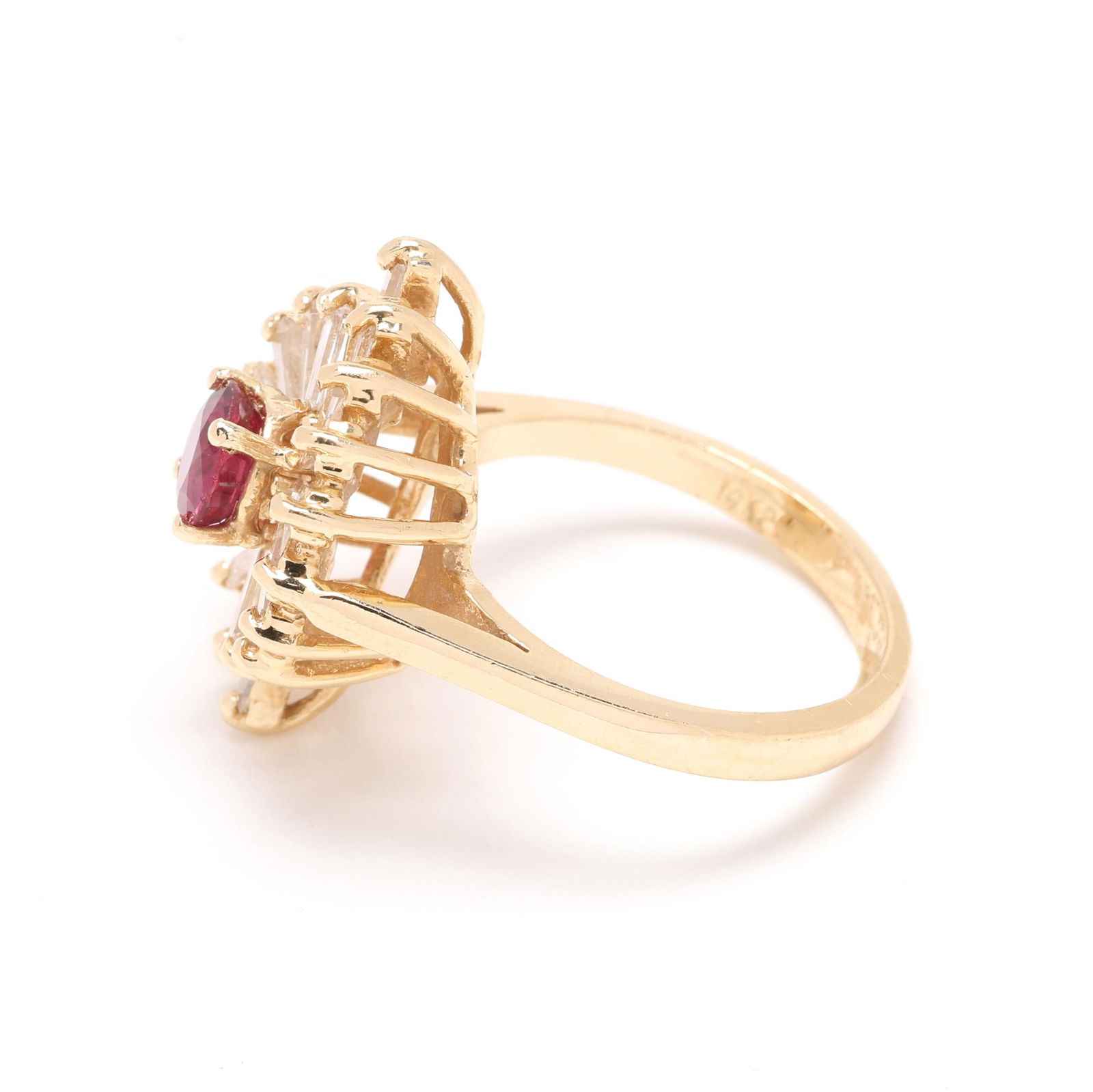 Gold, Ruby, and Diamond Cocktail Ring - 4