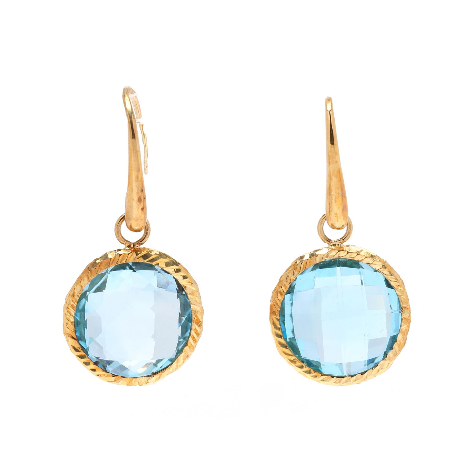 Gold and Blue Topaz Drop Earrings, Italy (1 of 3)