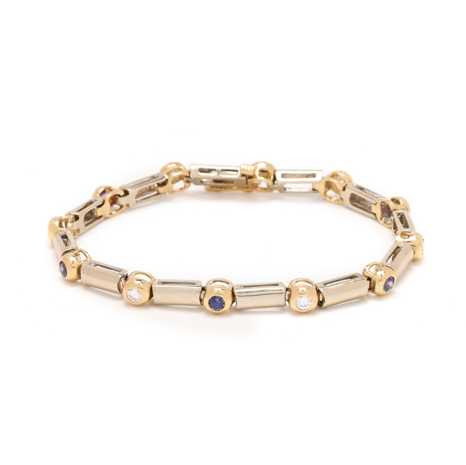 Bi-Color Gold, Purple Sapphire, and Diamond Bracelet (1 of 5)