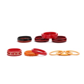 Group of Ten Bakelite and Composition Bangle Bracelets