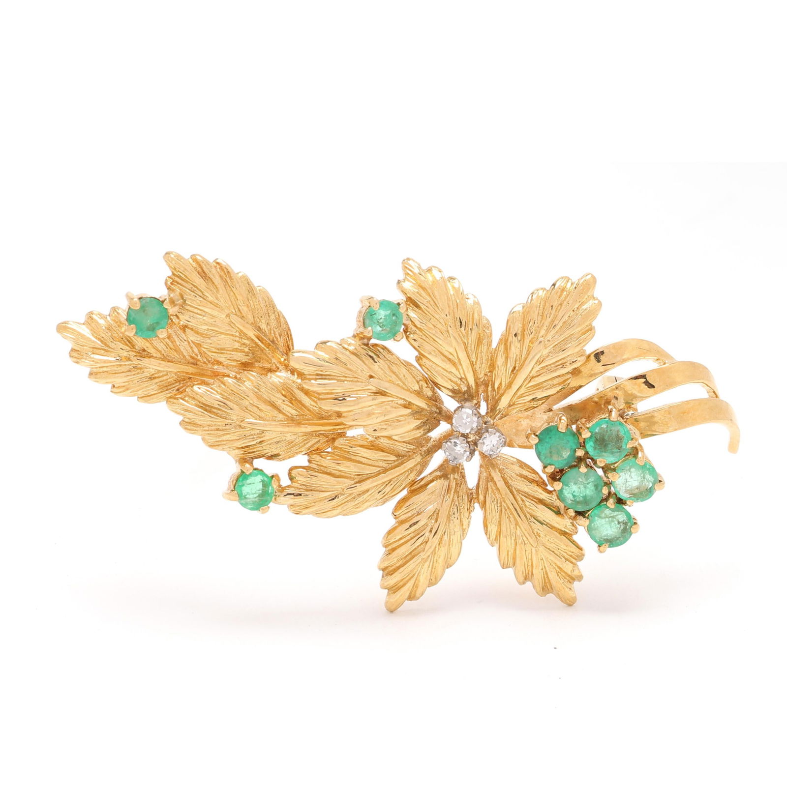 Gold and Gem-Set Leaf Brooch (1 of 3)