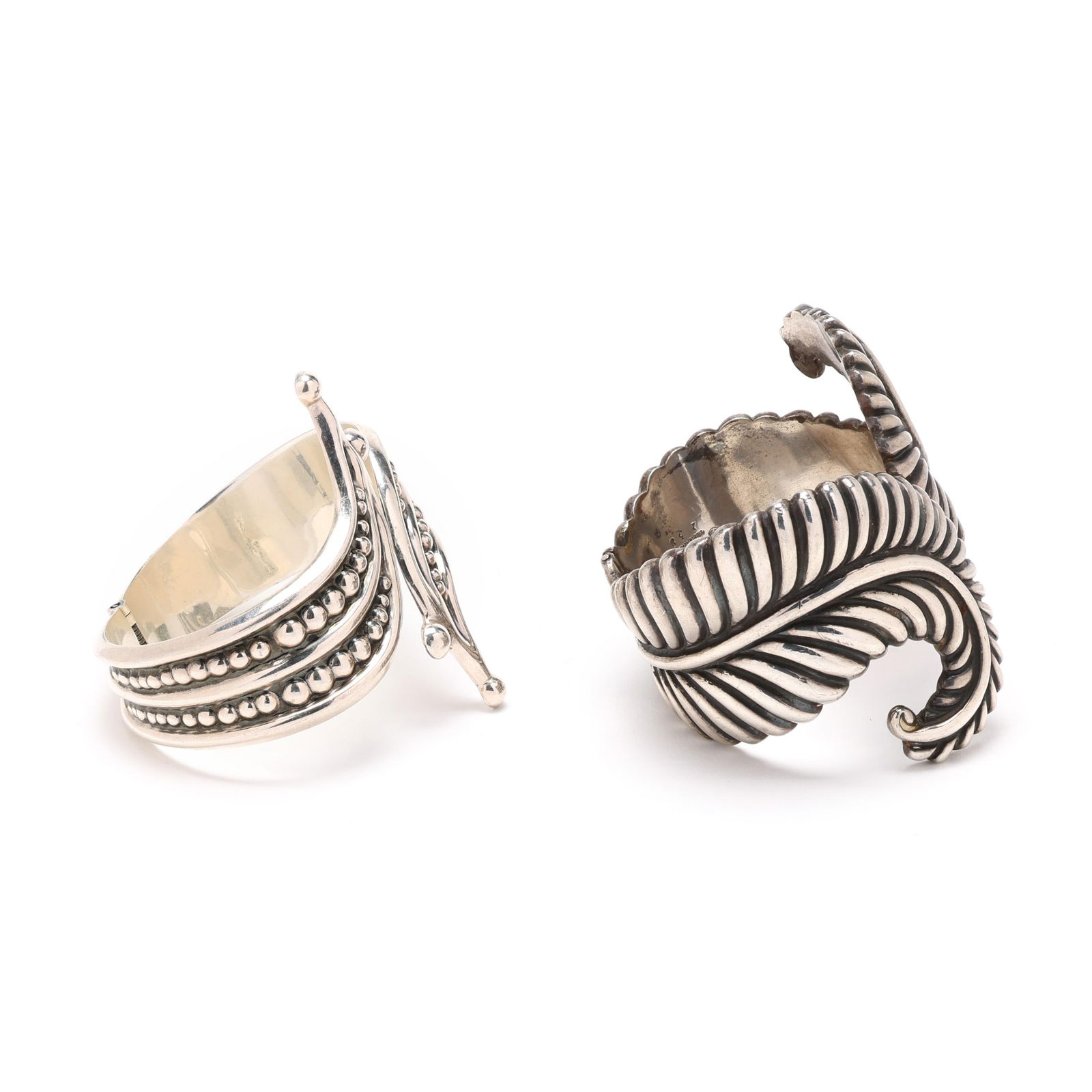 Two Signed Silver Cuff Bracelets, Mexico - 2