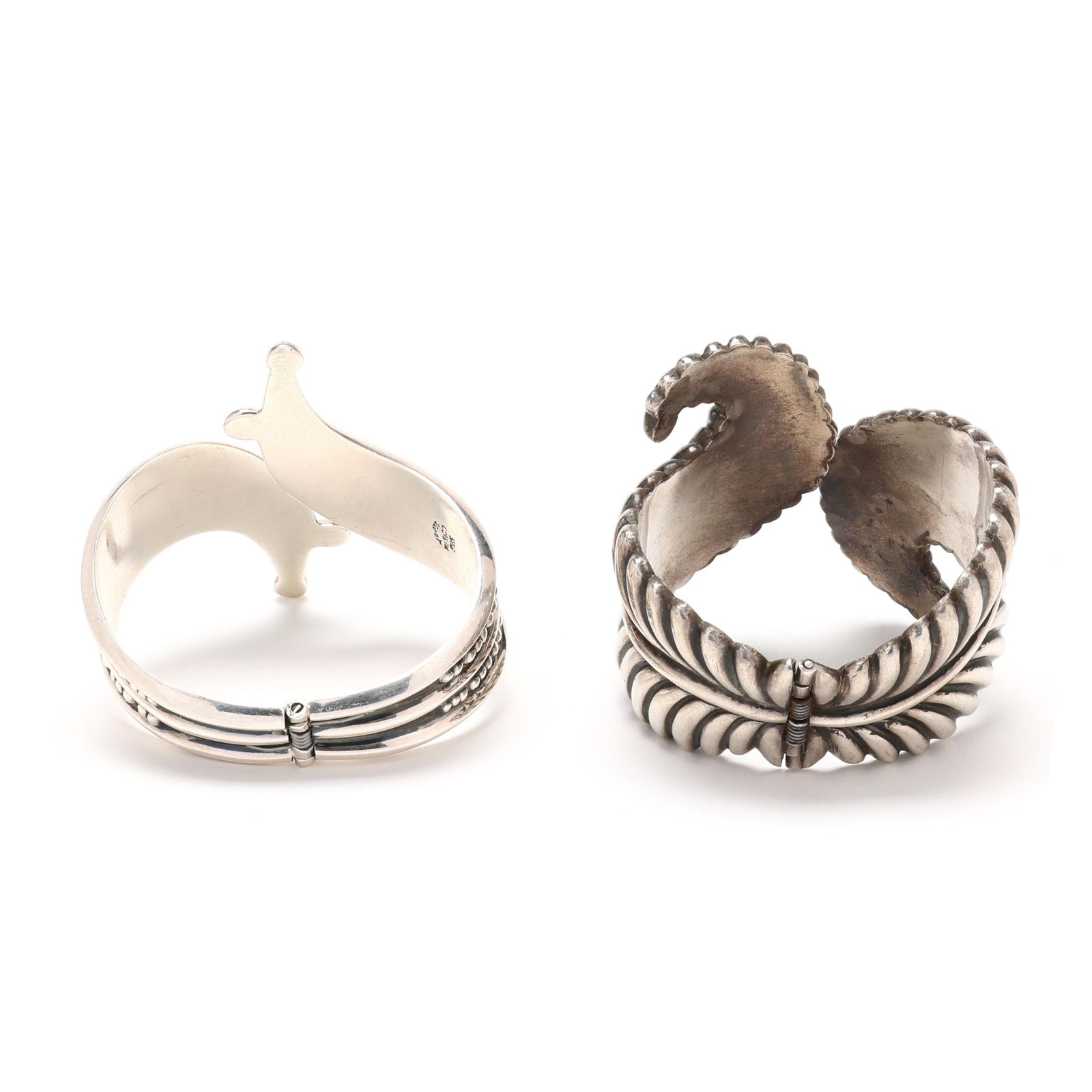 Two Signed Silver Cuff Bracelets, Mexico - 3