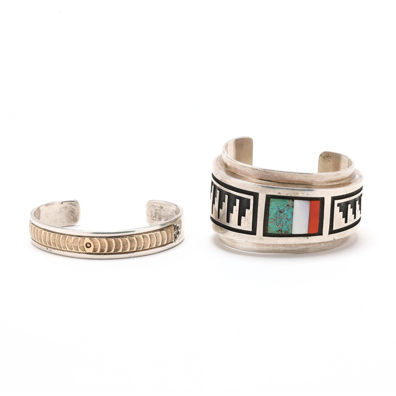 Two Silver Southwestern Cuff Bracelets, Signed (1 of 8)