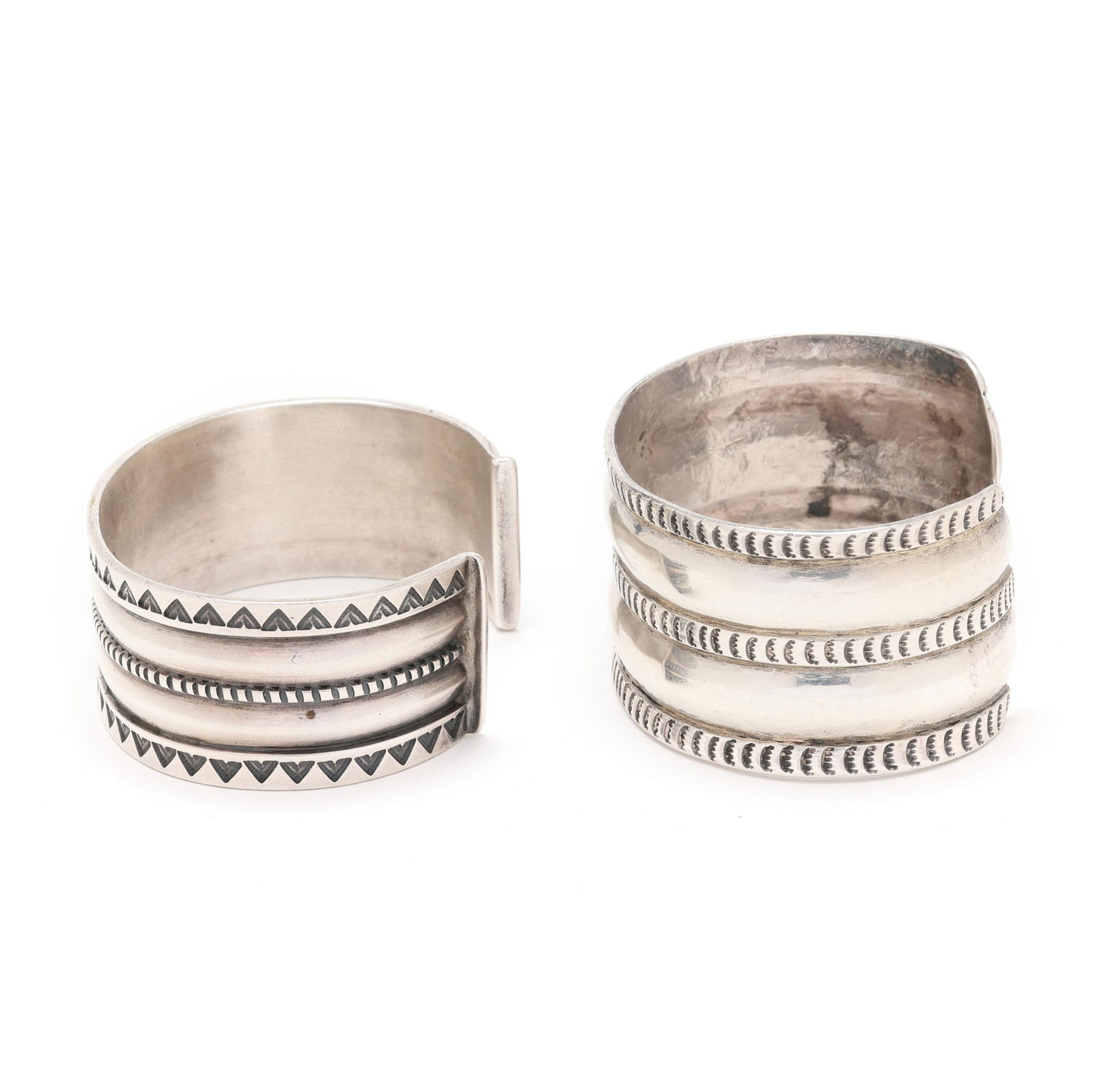 Two Navajo Silver Cuff Bracelets - 4