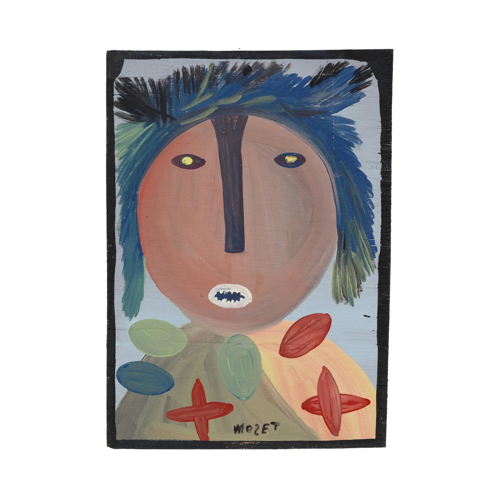 Mose Tolliver (AL, 1925-2006), Nall Lady: Mose Tolliver (AL, 1925-2006), Nall Ladypolychrome paint on panel, signed to lower edge, titled to verso, unframed. 24 1/2 x 17 1/4 in. Mose Tolliver was born to sharecroppers near Montgomery, Alabama