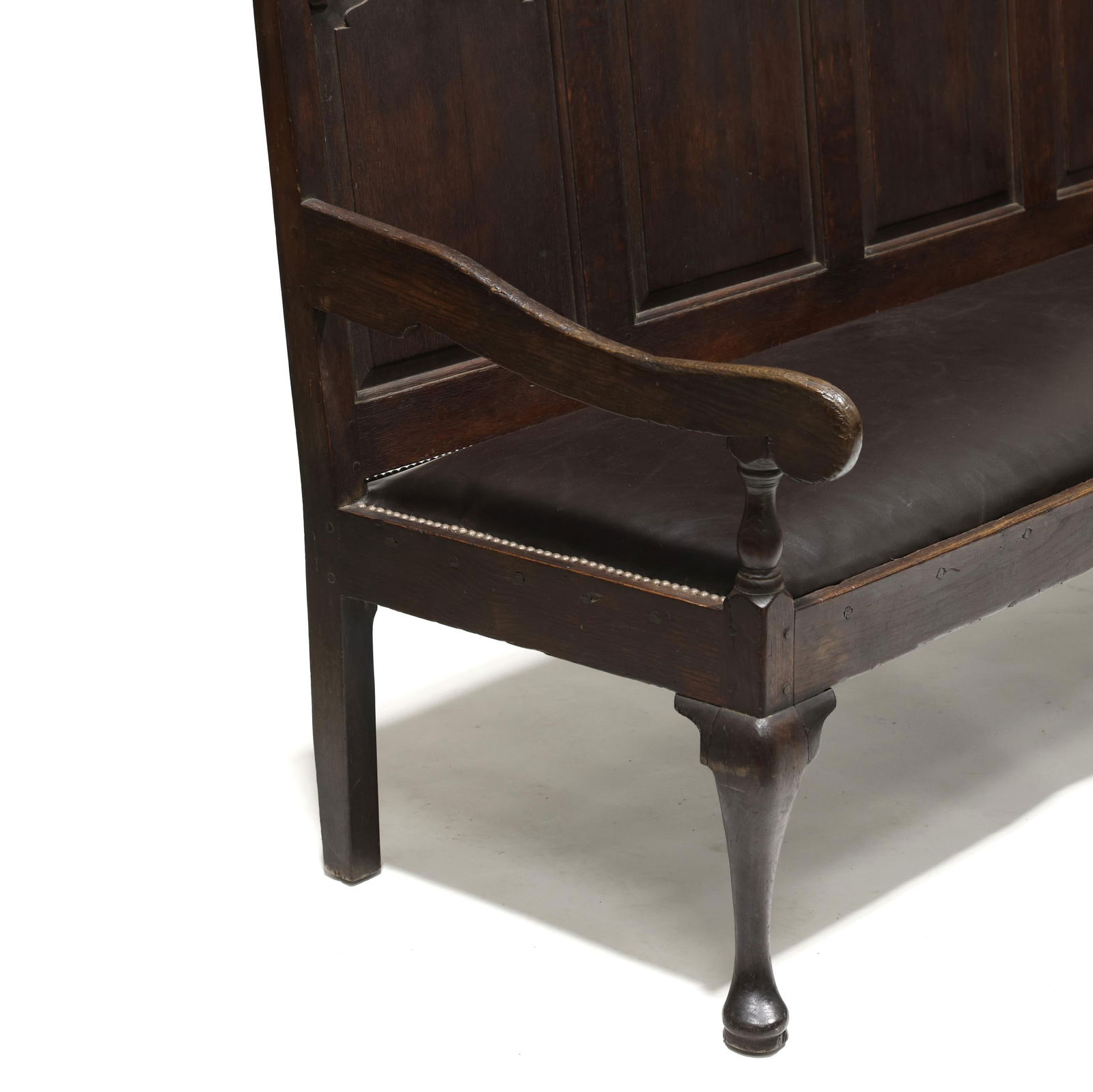 Queen Anne Oak Settle - 3