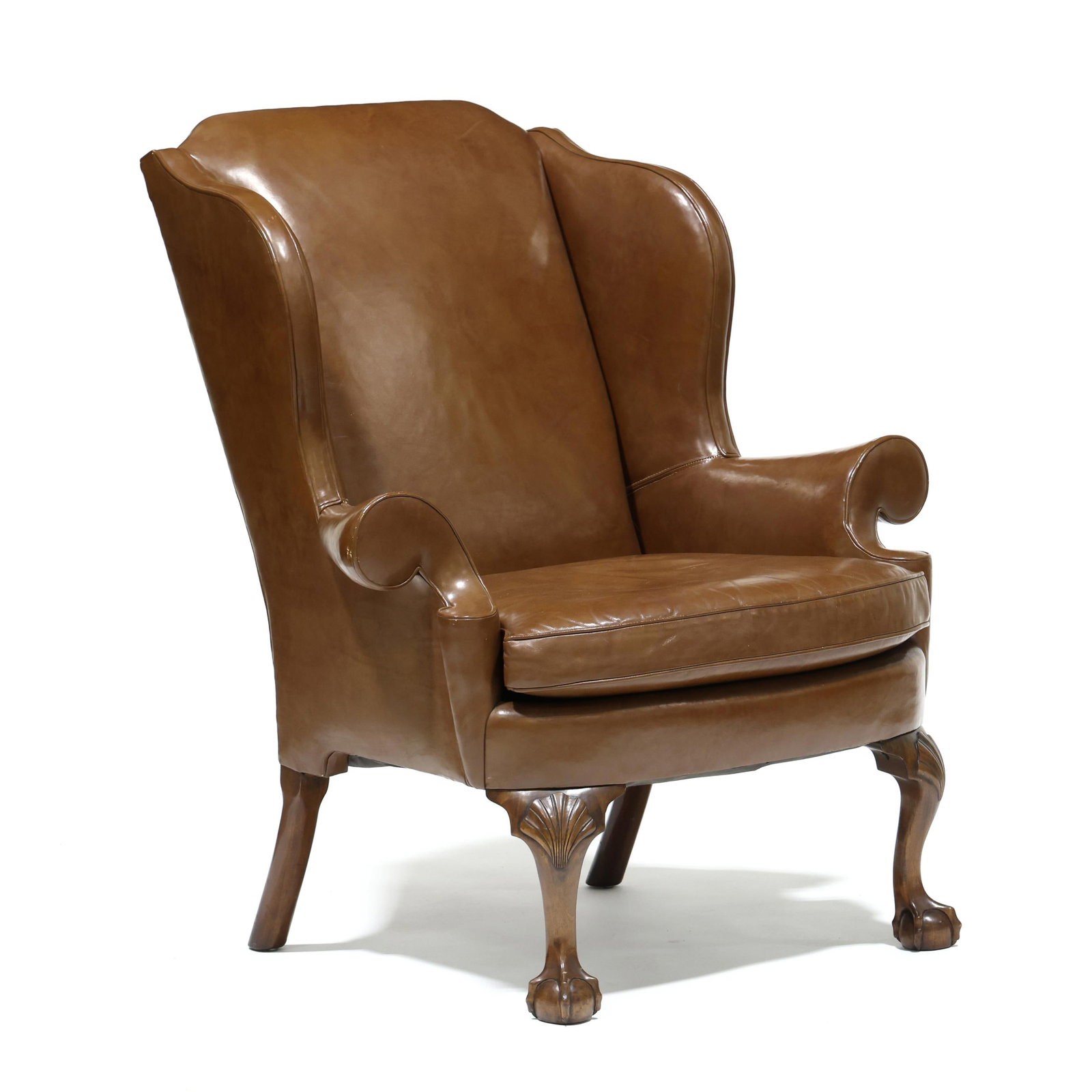 attributed Kindel, Winterthur Collection Leather Upholstered Easy Chair (1 of 8)