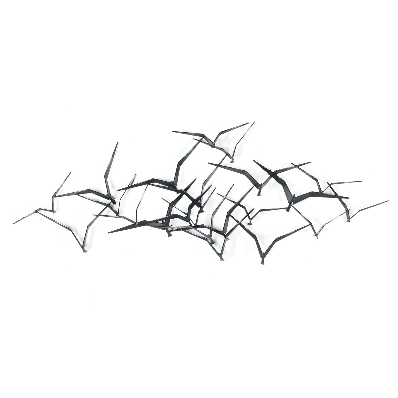 Curtis Jere, Large 'Birds in Flight' Wall Sculpture: Curtis Jere, Large 'Birds in Flight' Wall Sculpturedark patinated metal, signed and dated to one bird wing tip. 22 x 58 3/4 x 8 in. Additional high-resolution photos are available at www.lelandlittle