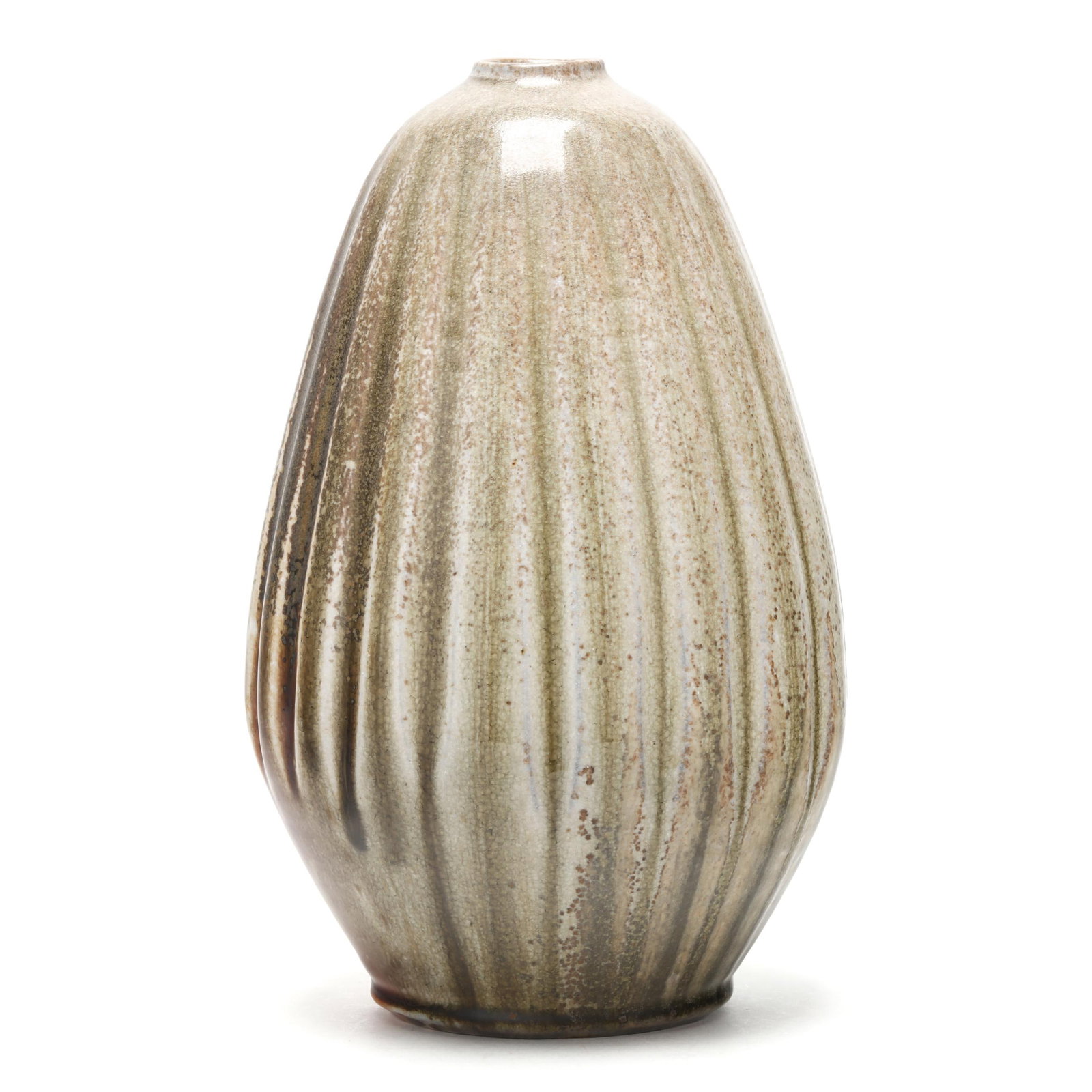 Ben Owen III (Seagrove, NC, b. 1968), Large Carved Melon Pear Vase: Ben Owen III (Seagrove, NC, b. 1968), Large Carved Melon Pear Vase 2012, Copper Penny glaze, footed base, signed and dated to underside. 14 x 7 x 7 in. Additional high-resolution photos are
