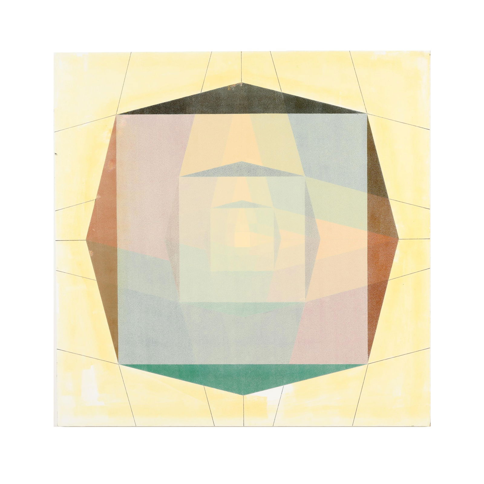 John Hiigli (American, 1943-2017), Untitled: John Hiigli (American, 1943-2017), Untitledtransparent oil on canvas, unsigned, gallery wrapped canvas. 49 1/2 x 49 1/4 in. John Hiigli was an abstract geometric painter and co-founder / co-director o