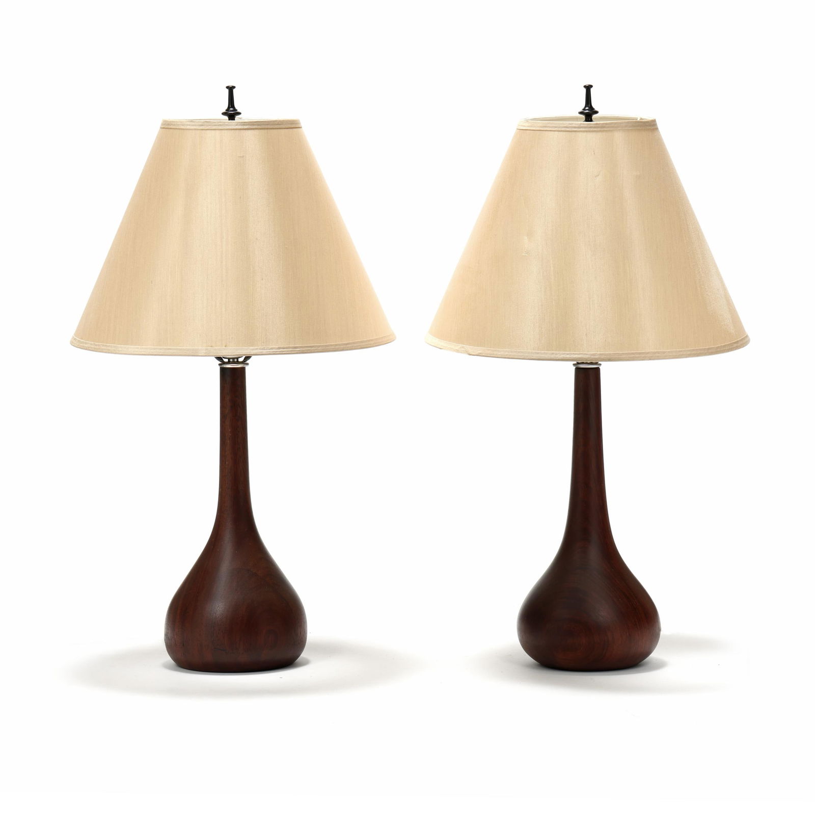 Pair of Danish Teak Table Lamps with Shades (1 of 7)