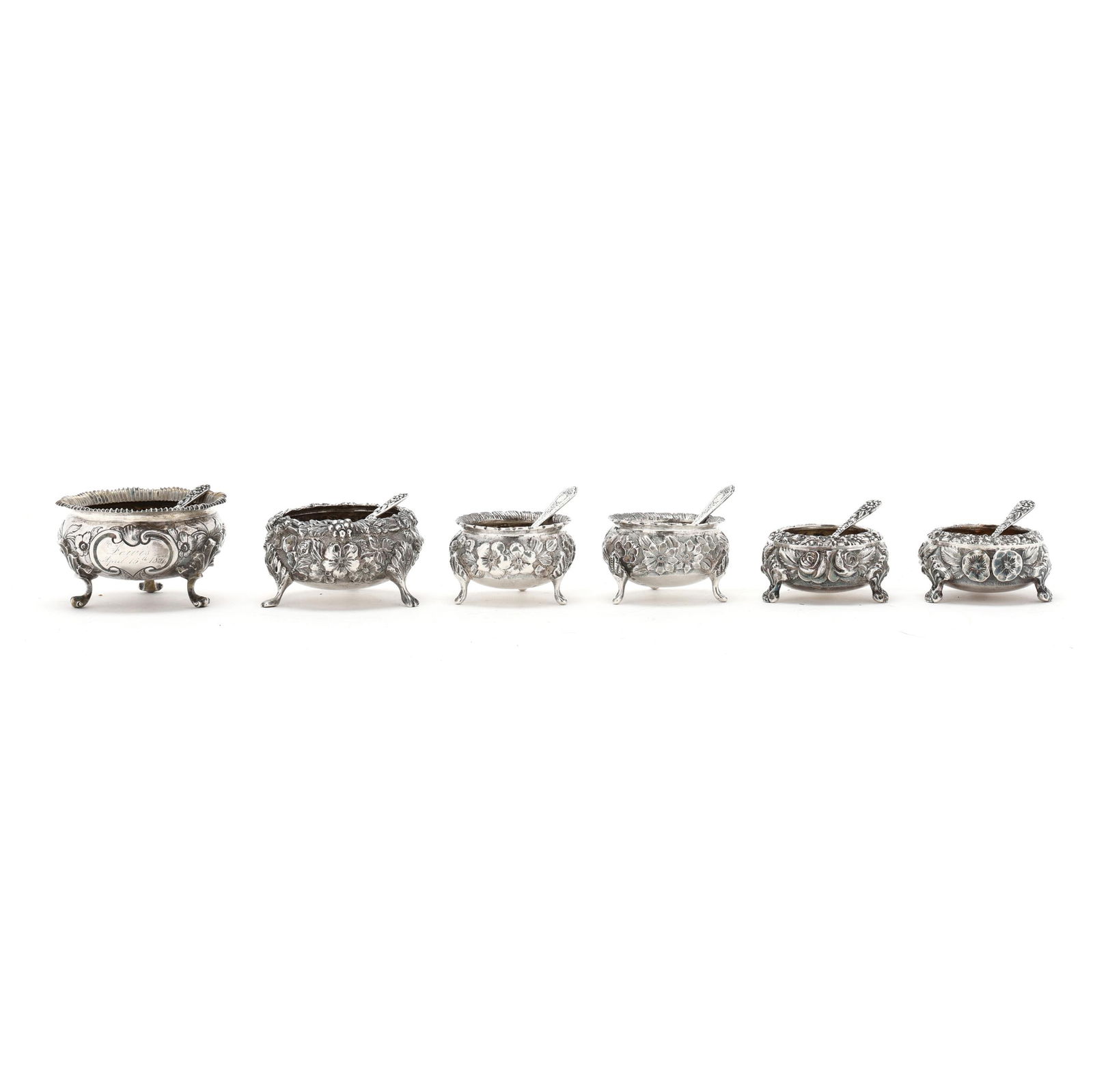 Collection of Six Repousse Silver Salt Cellars (1 of 13)