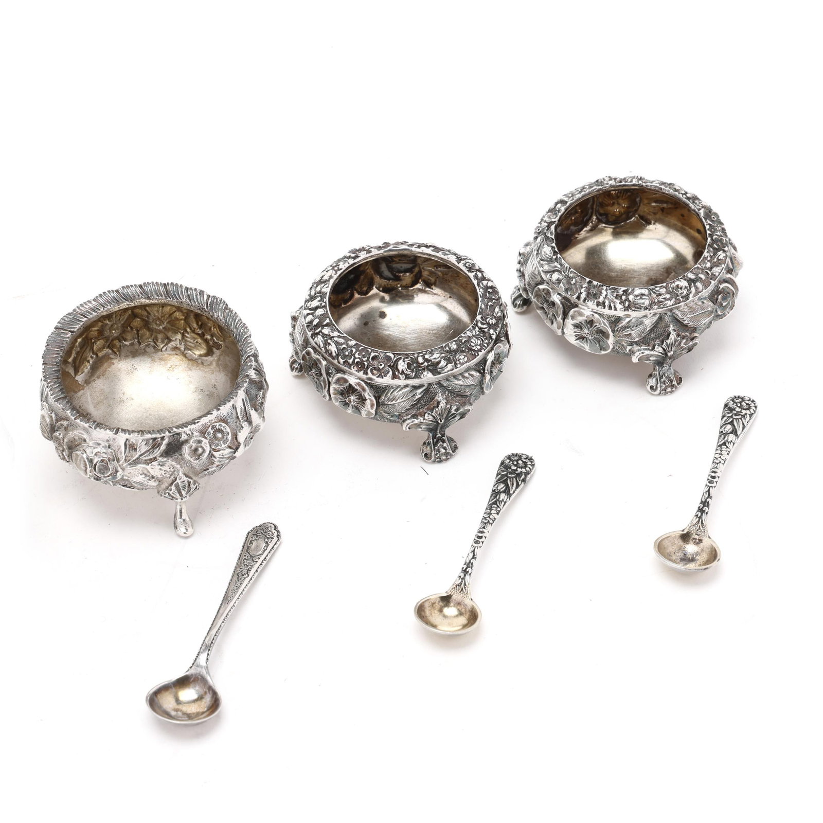 Collection of Six Repousse Silver Salt Cellars - 4