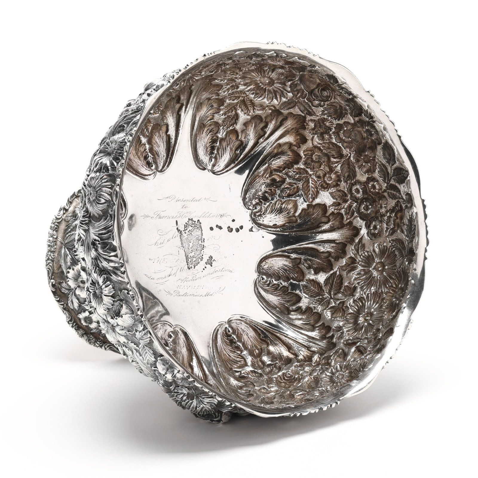 Baltimore Schofield Repousse Sterling Silver Punch Bowl - 6