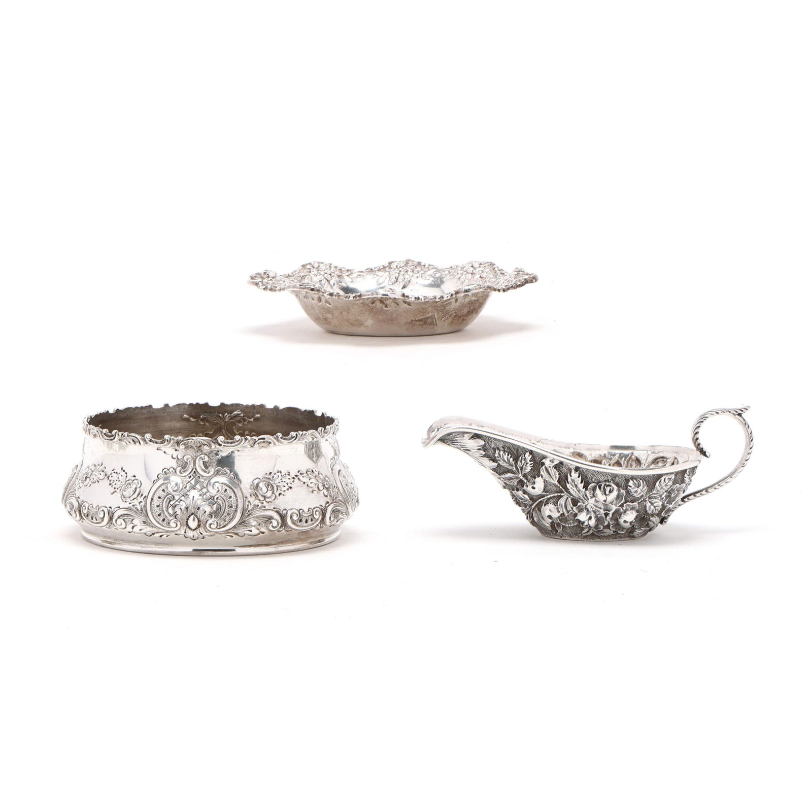 Three Repousse Sterling Silver Serving Items - 2