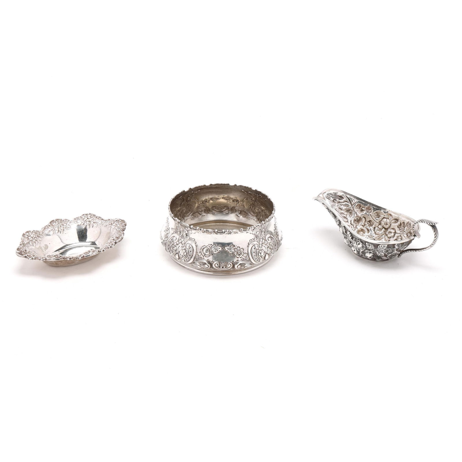 Three Repousse Sterling Silver Serving Items - 3