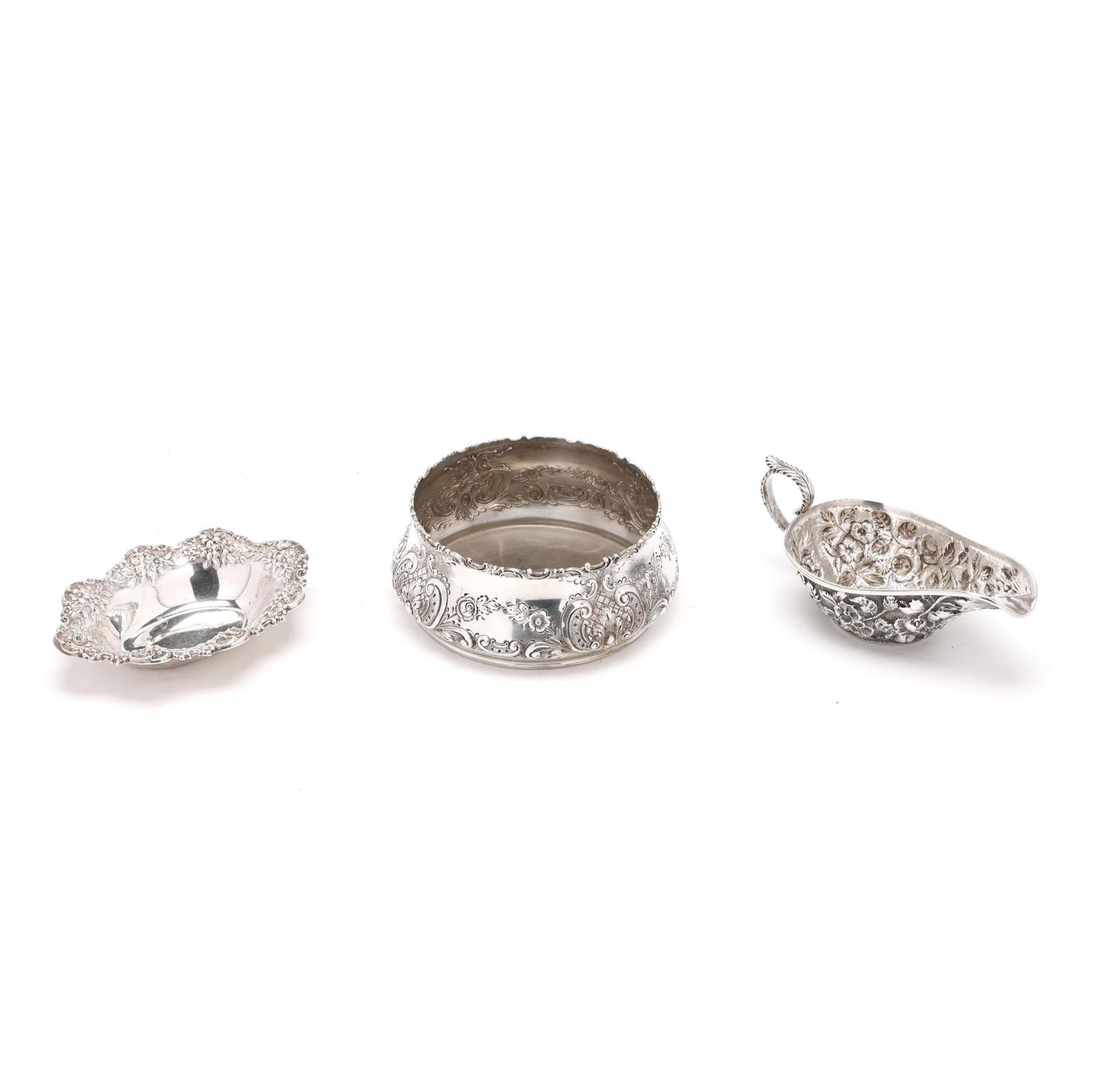 Three Repousse Sterling Silver Serving Items - 4