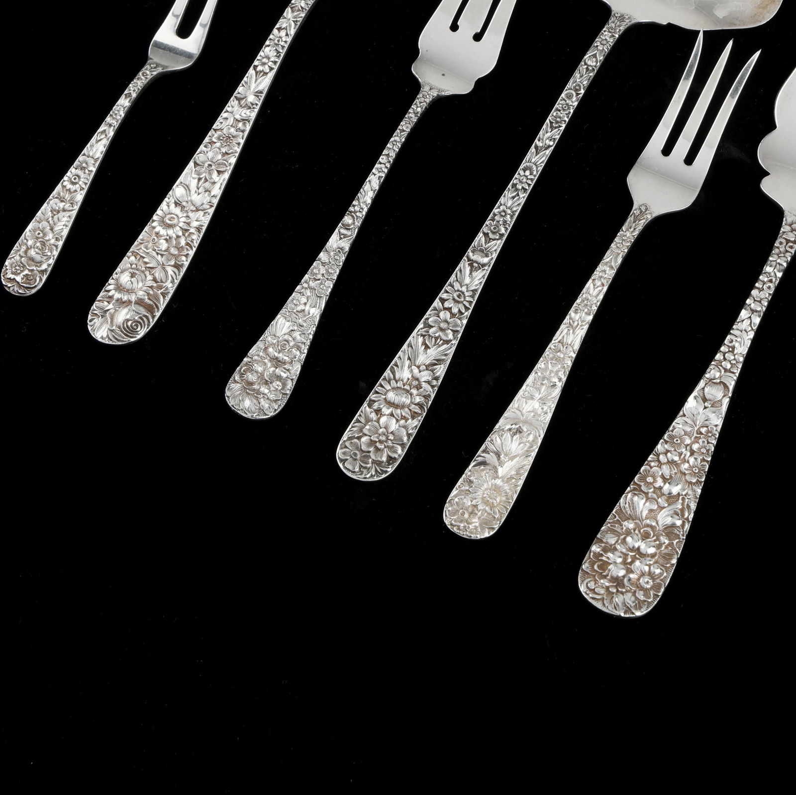 Six Repousse Sterling Silver Flatware Servers - 2