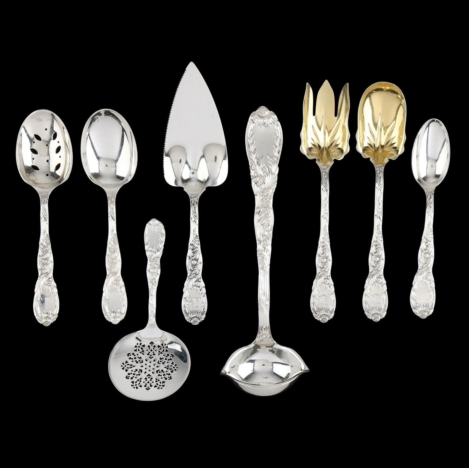 Eight Tiffany & Co. Chrysanthemum Sterling Silver Flatware Servers (1 of 5)